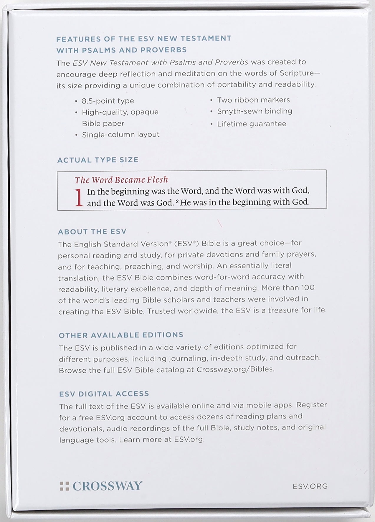 ESV New Testament With Psalms and Proverbs (Black Letter Edition)