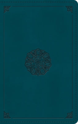 ESV Large Print Personal Size Bible Deep Teal, Emblem Design (Red Letter Edition)