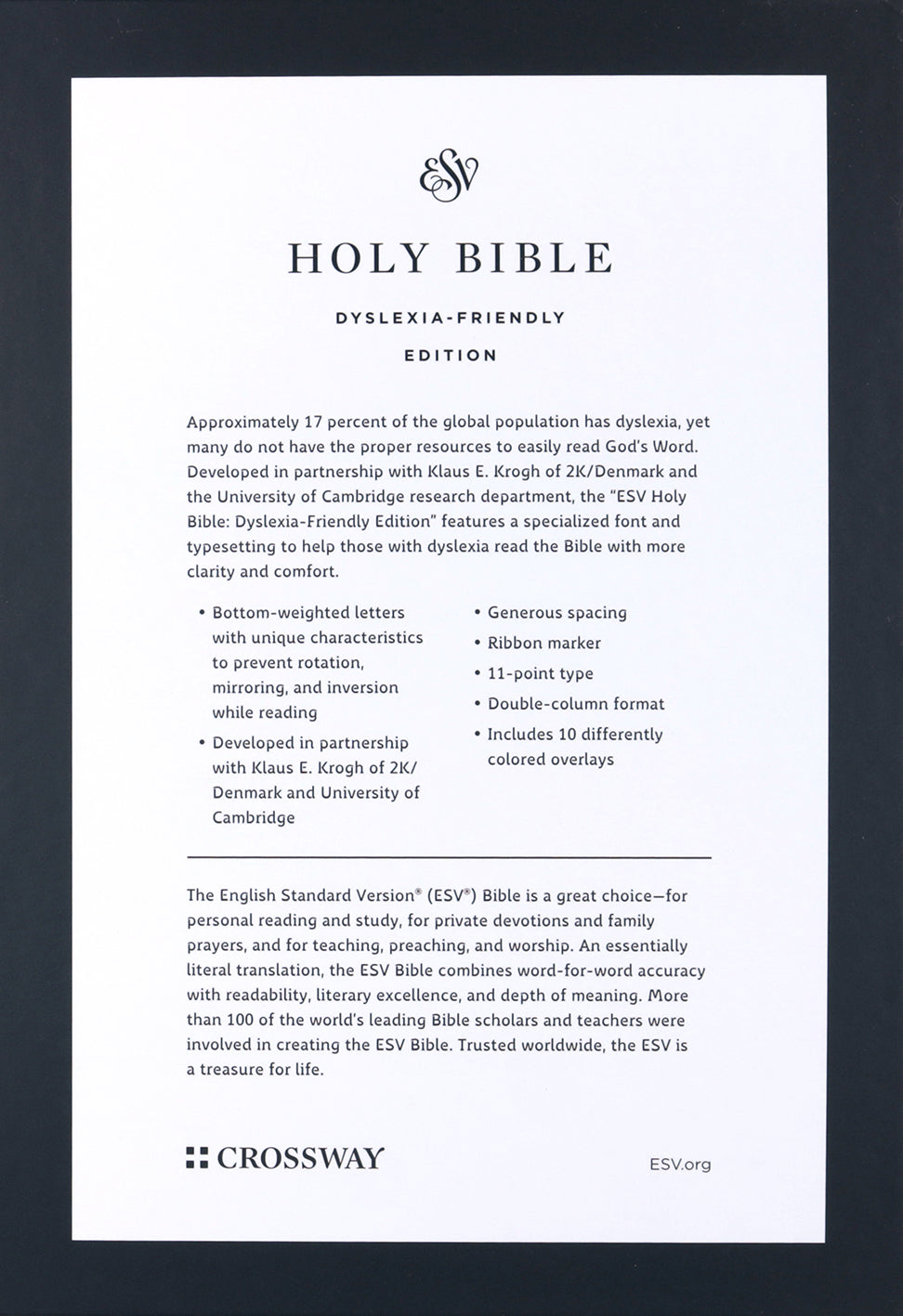 ESV Holy Bible: Dyslexia-Friendly Edition, Brown