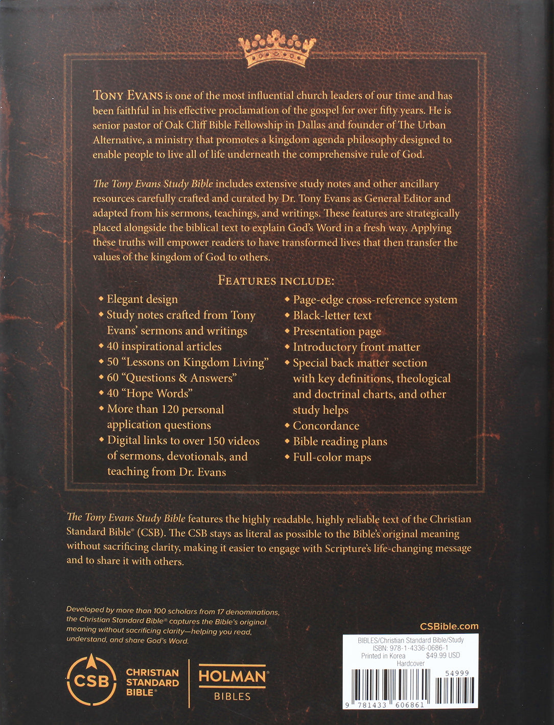 CSB Tony Evans Study Bible (Black Letter Edition)