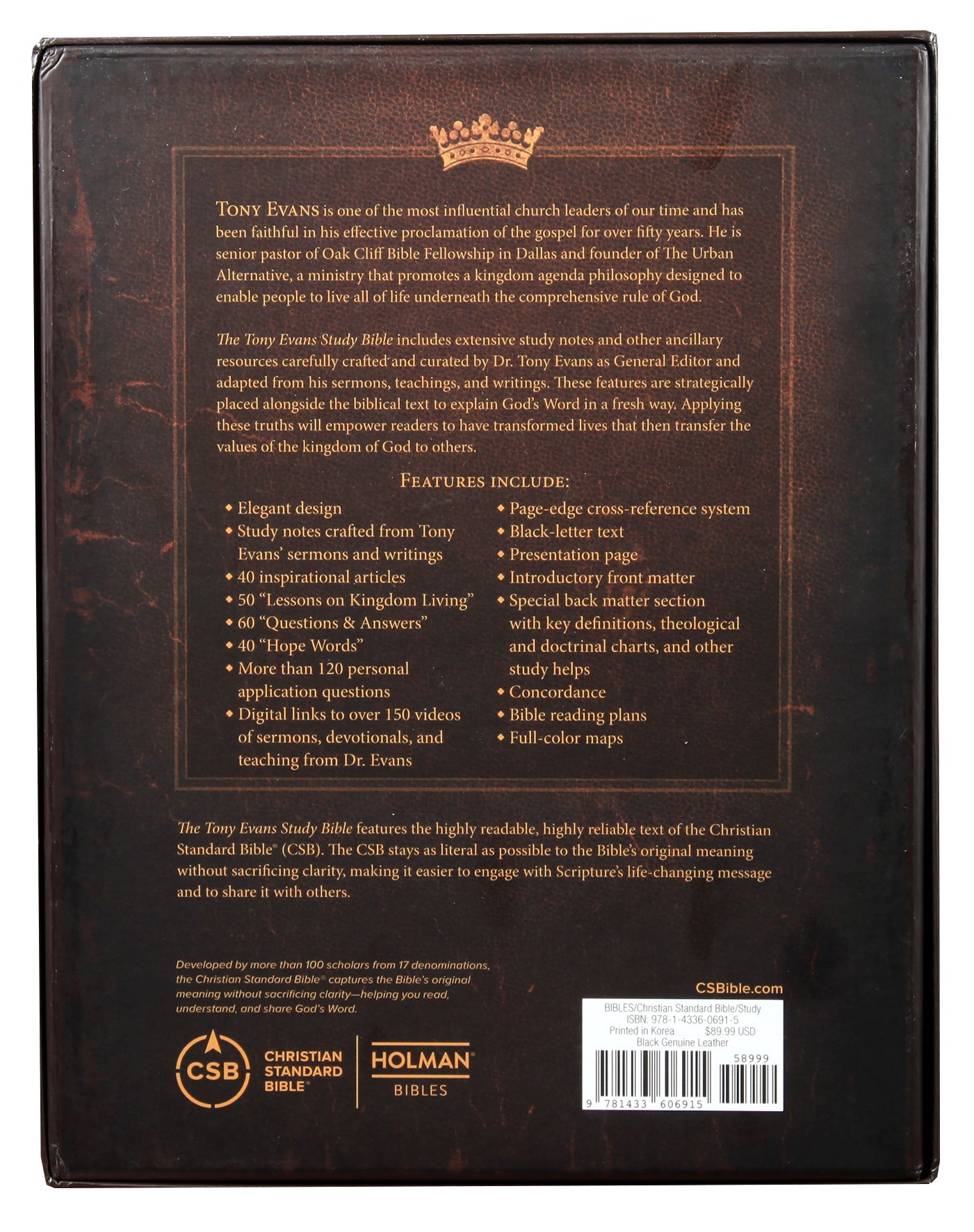 CSB Tony Evans Study Bible Black (Black Letter Edition)