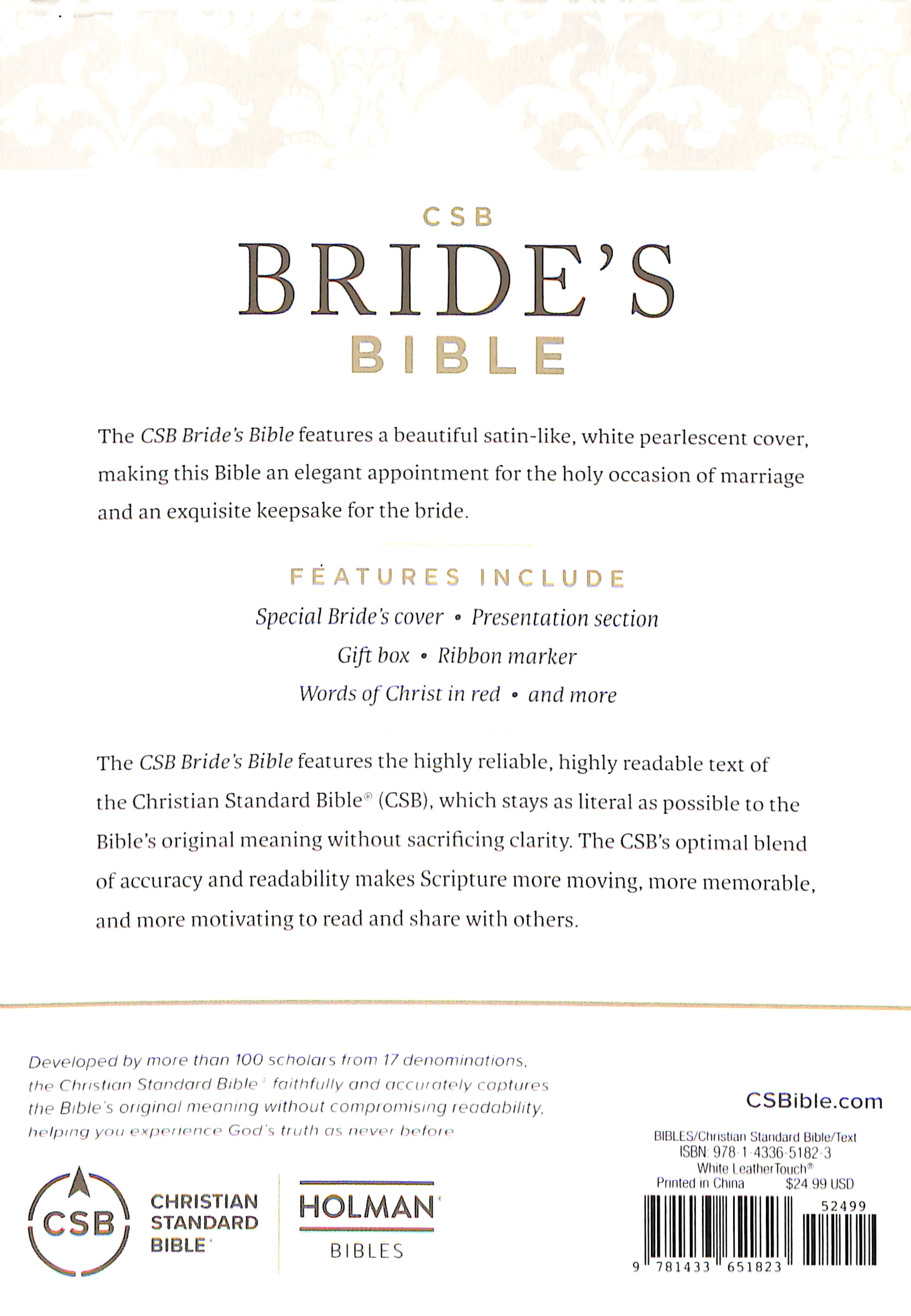 CSB Bride's Bible White Leathertouch