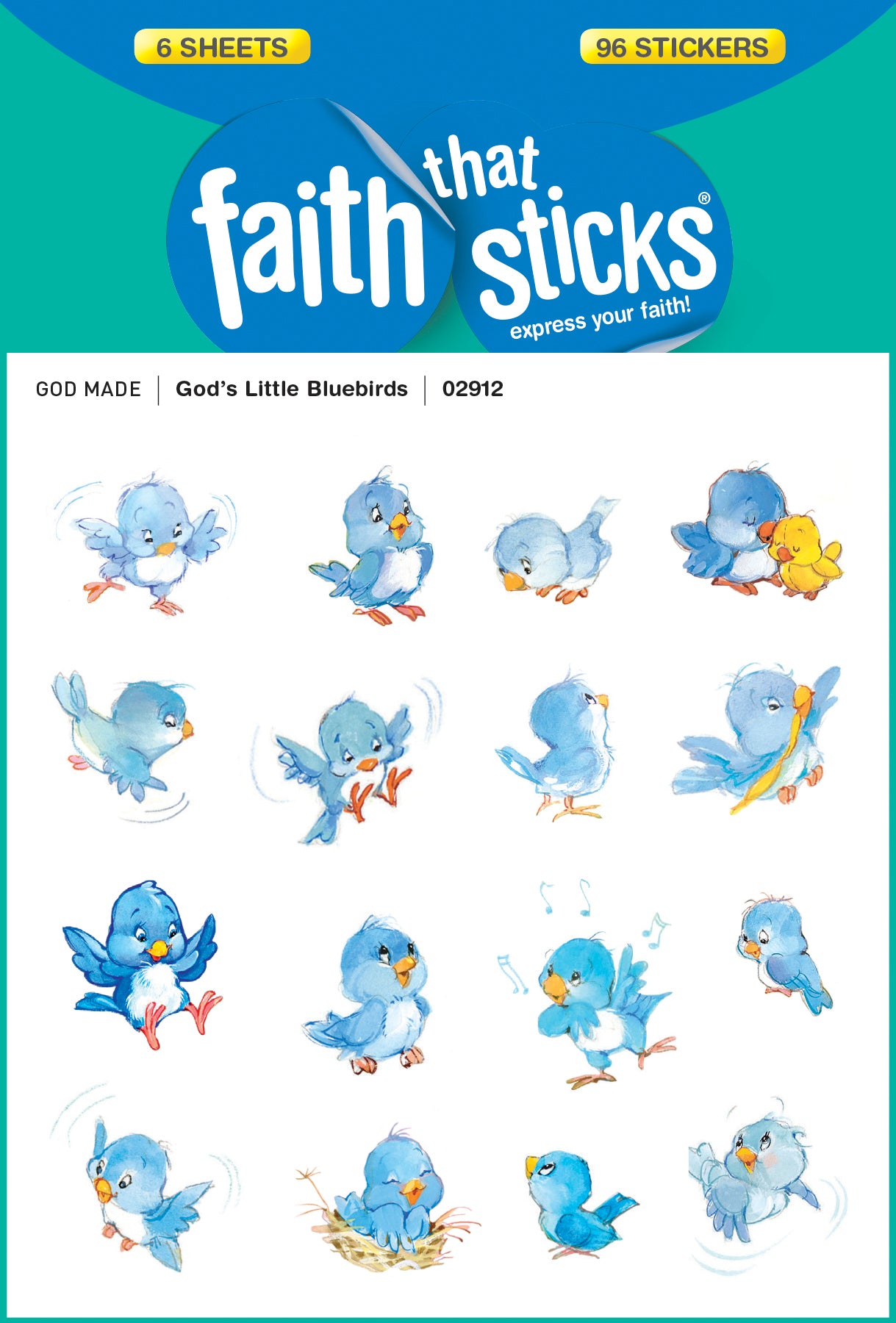 God's Little Bluebirds (6 Sheets, 96 Stickers) (Stickers Faith That Sticks Series)