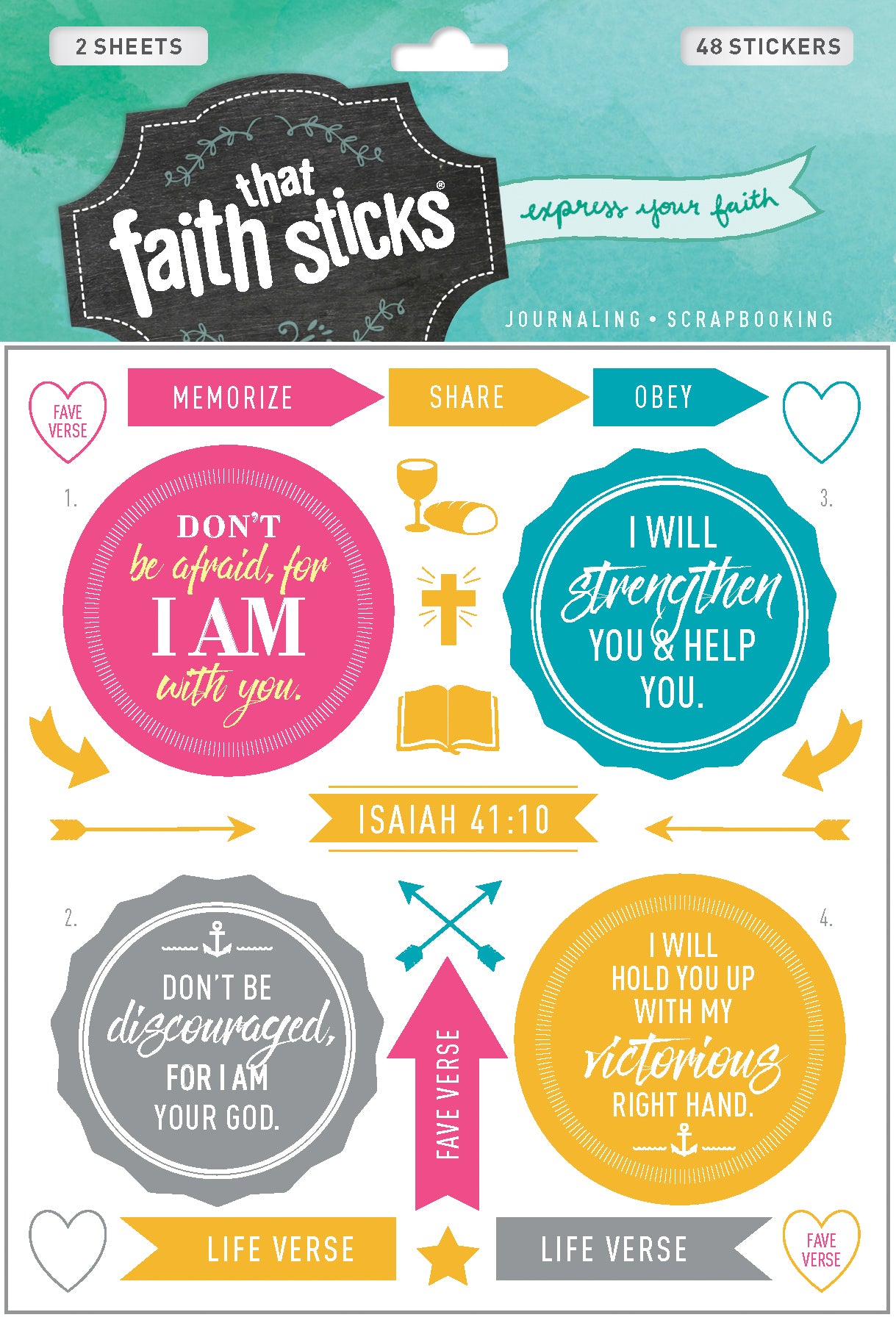 Isaiah 41: 10 (2 Sheets, 40 Stickers) (Stickers Faith That Sticks Series)