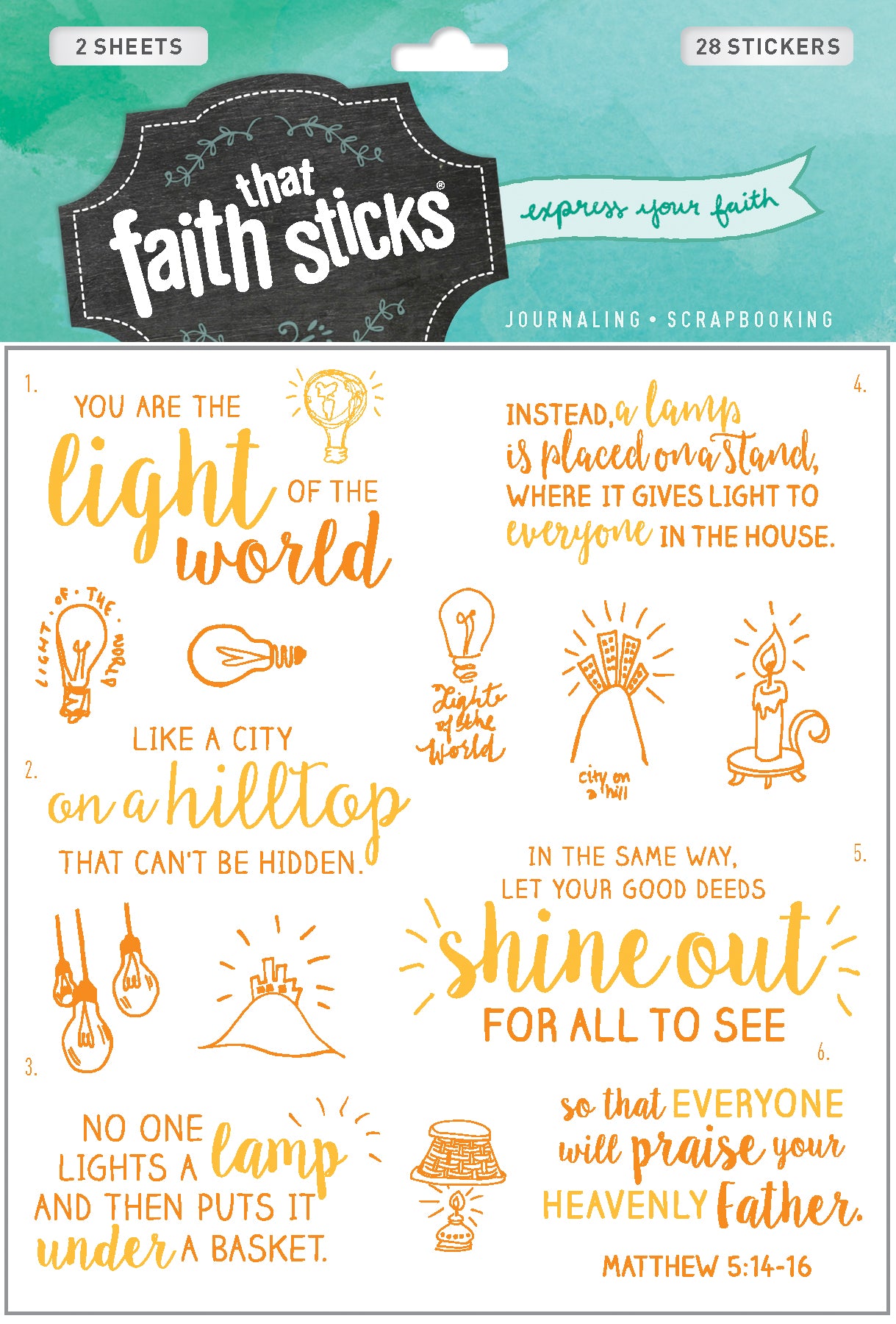 Matthew 5: 14-16 (2 Sheets, 28 Stickers) (Stickers Faith That Sticks Series)