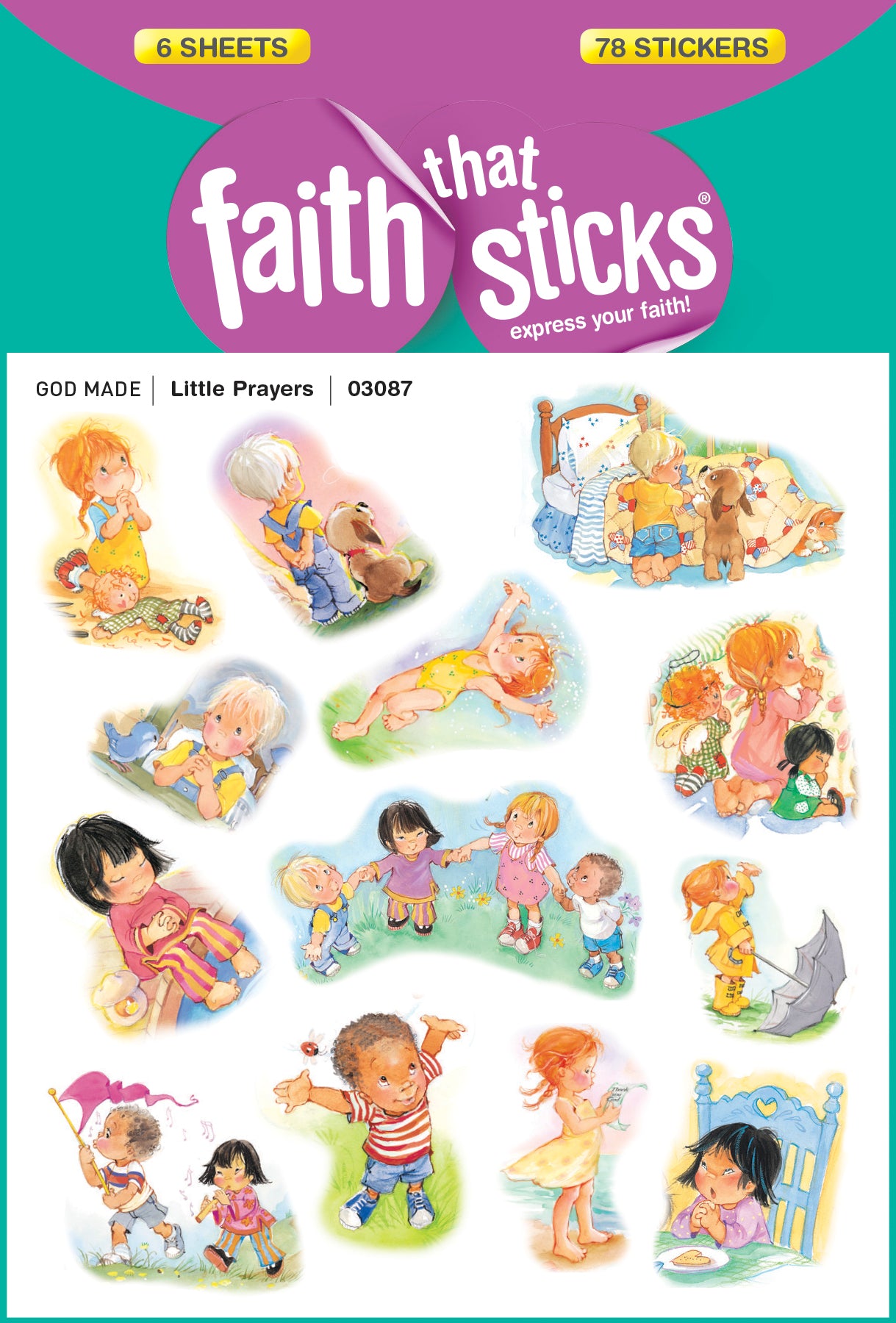 Little Prayers (6 Sheets, 78 Stickers) (Stickers Faith That Sticks Series)