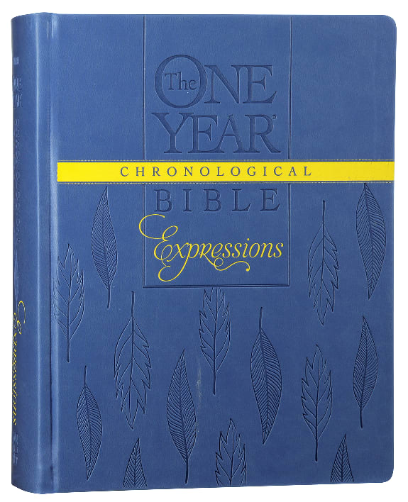 NLT One Year Chronological Bible Expressions Blue Leaves (Black Letter Edition)