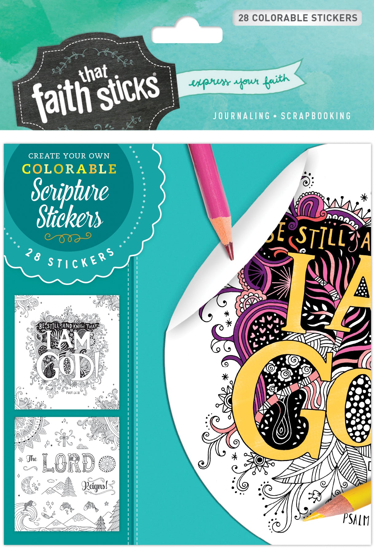 Psalm 46: 10 (4 Sheets, 28 Colorable Stickers) (Stickers Faith That Sticks Series)