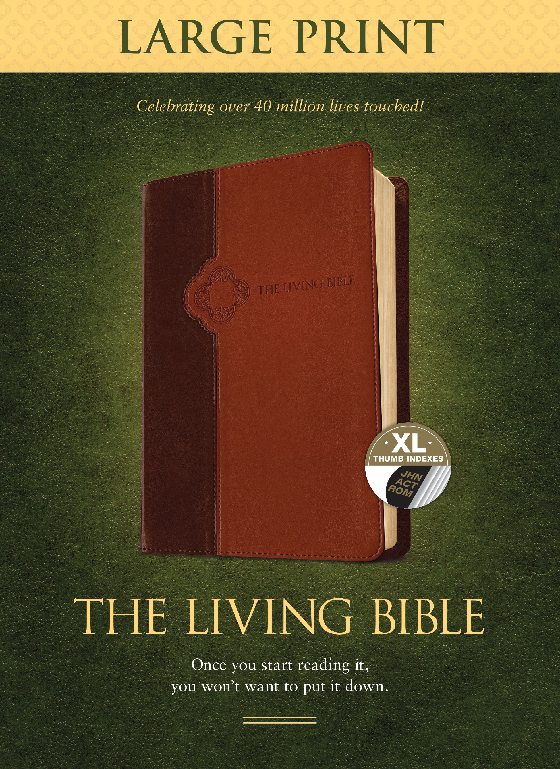 TLB The Living Bible Large Print Edition Brown/Tan Indexed (Black Letter Edition)