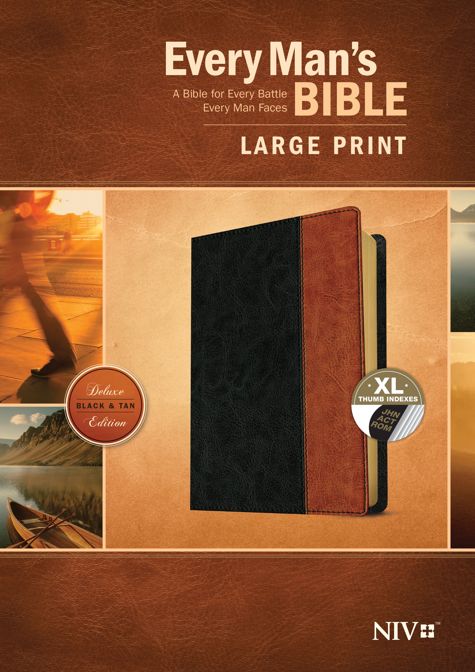 NIV Every Man's Bible Large Print Black/Tan Indexed (Black Letter Edition)
