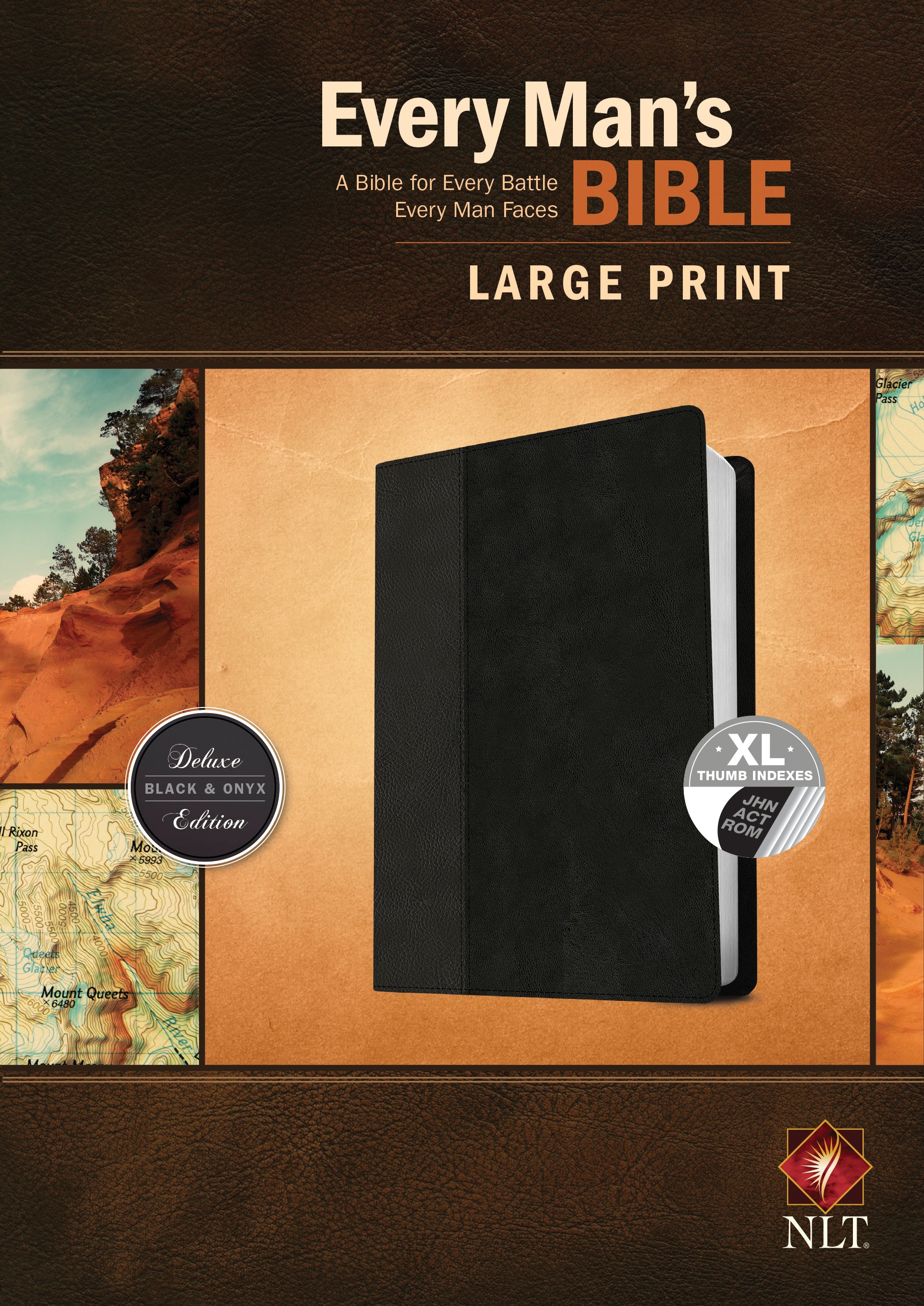 NLT Every Man's Bible Large Print Black/Onyx Indexed (Black Letter Edition)