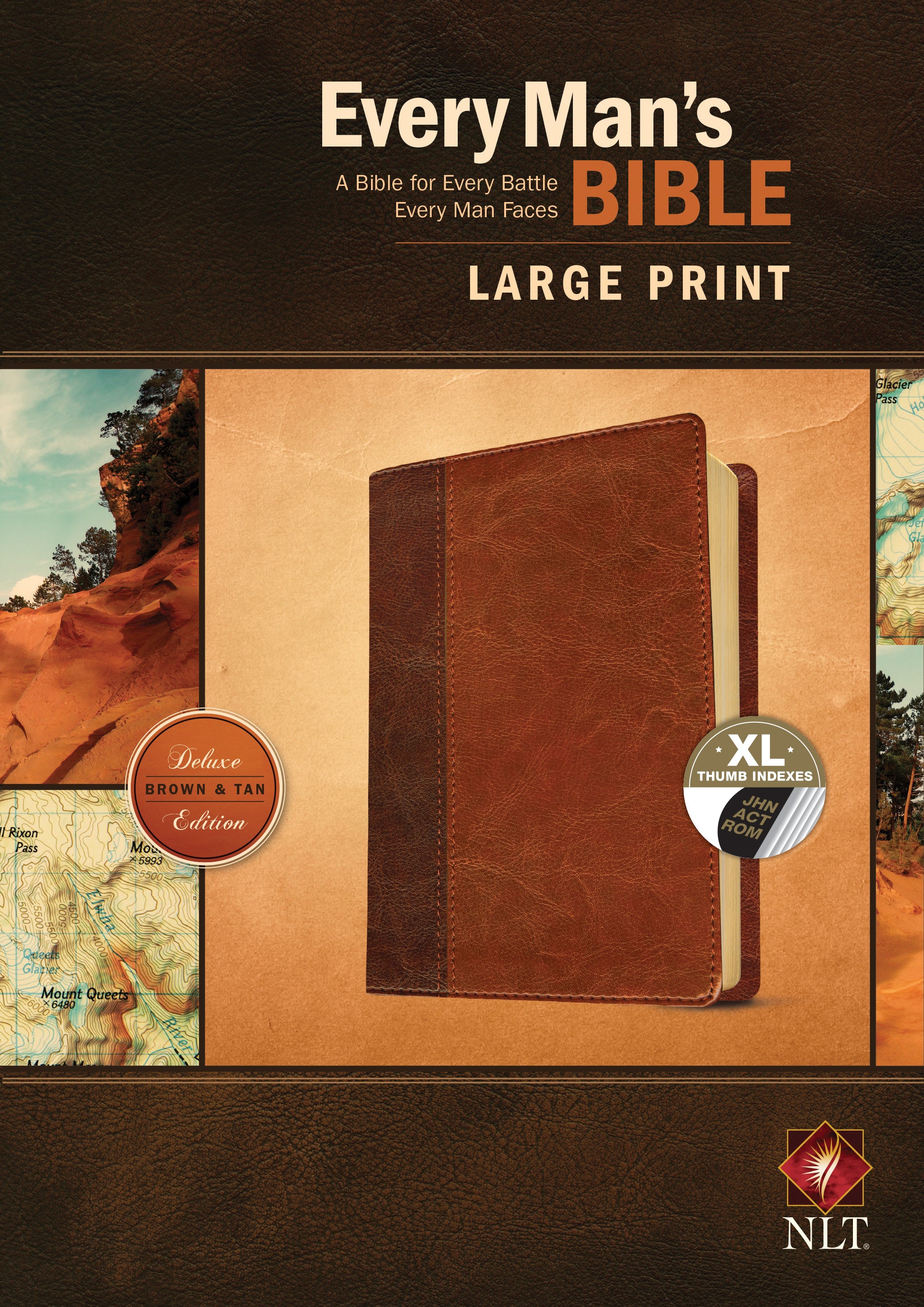 NLT Every Man's Bible Large Print Brown/Tan Indexed (Black Letter Edition)