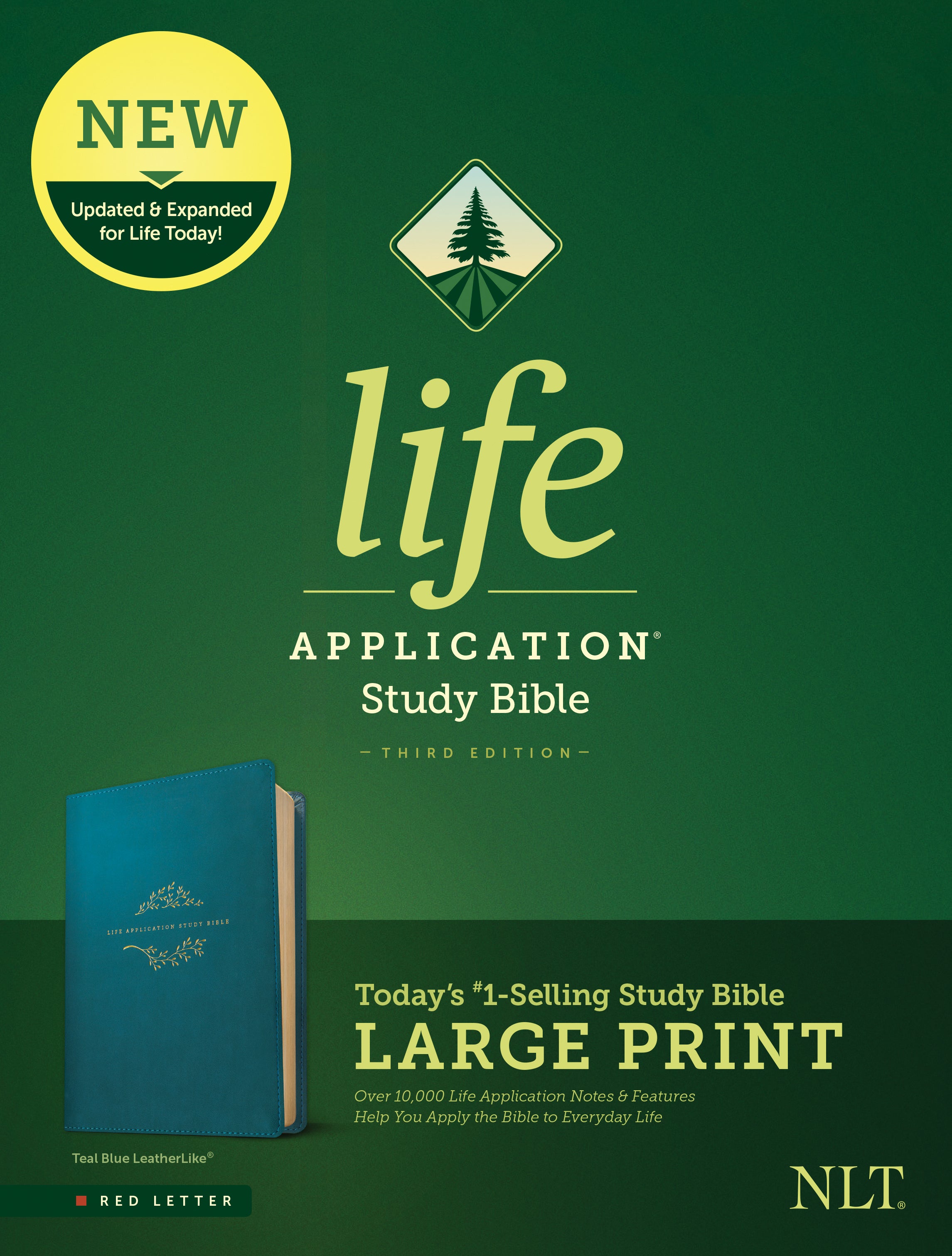 NLT Life Application Study Bible 3rd Edition Large Print Teal Blue (Red Letter Edition)
