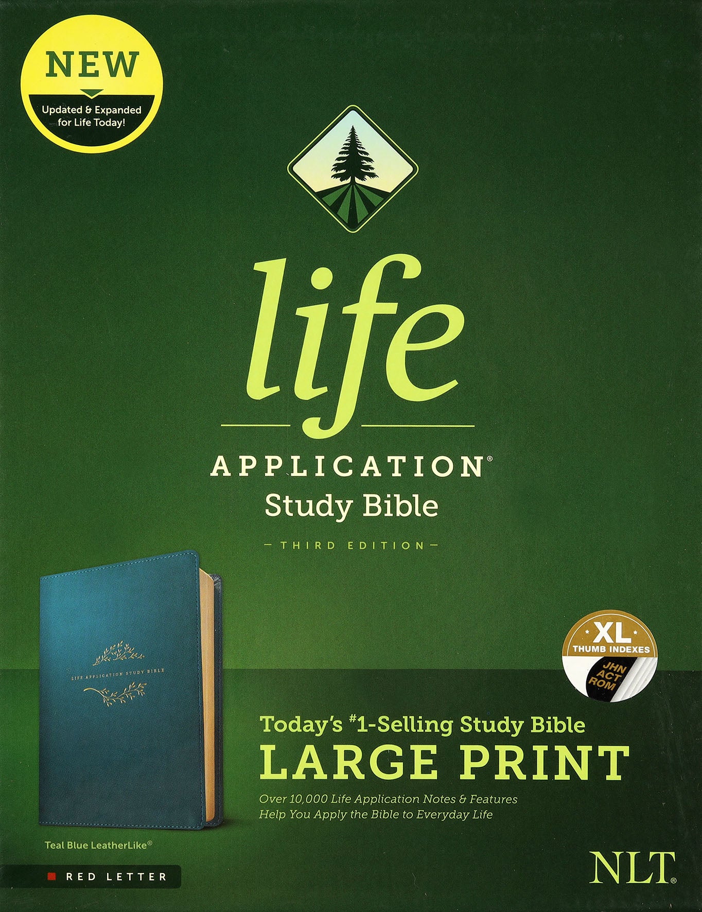 NLT Life Application Study Bible 3rd Edition Large Print Teal Blue Indexed (Red Letter Edition)
