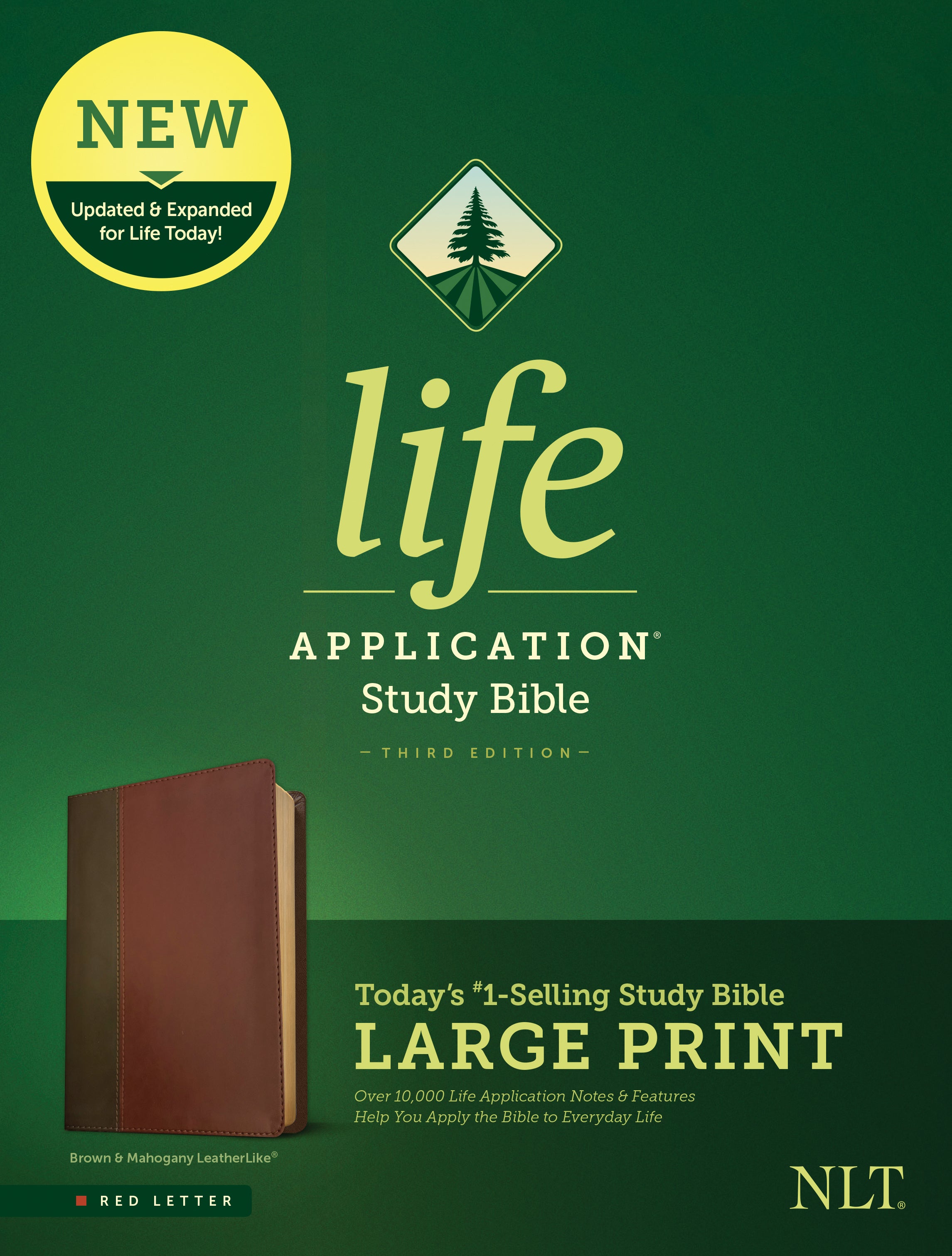 NLT Life Application Study Bible 3rd Edition Large Print Brown/Mahogany (Red Letter Edition)