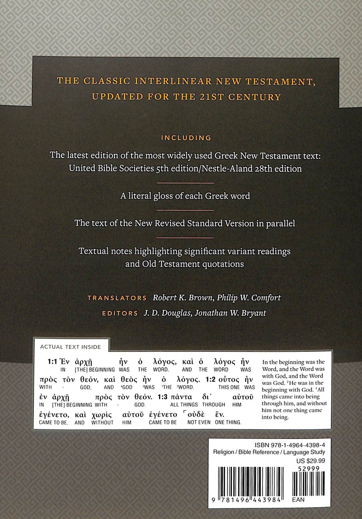 NRSV New Greek-English Interlinear New Testament Usb 5th + Nestle Aland 28Th Edition