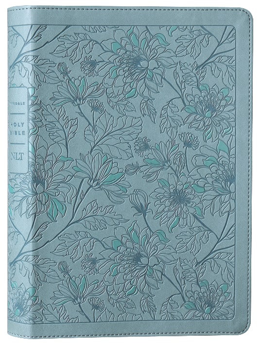 NLT Large Print Thinline Reference Bible Floral Leaf Teal Red Letter (Filament Enabled Edition)