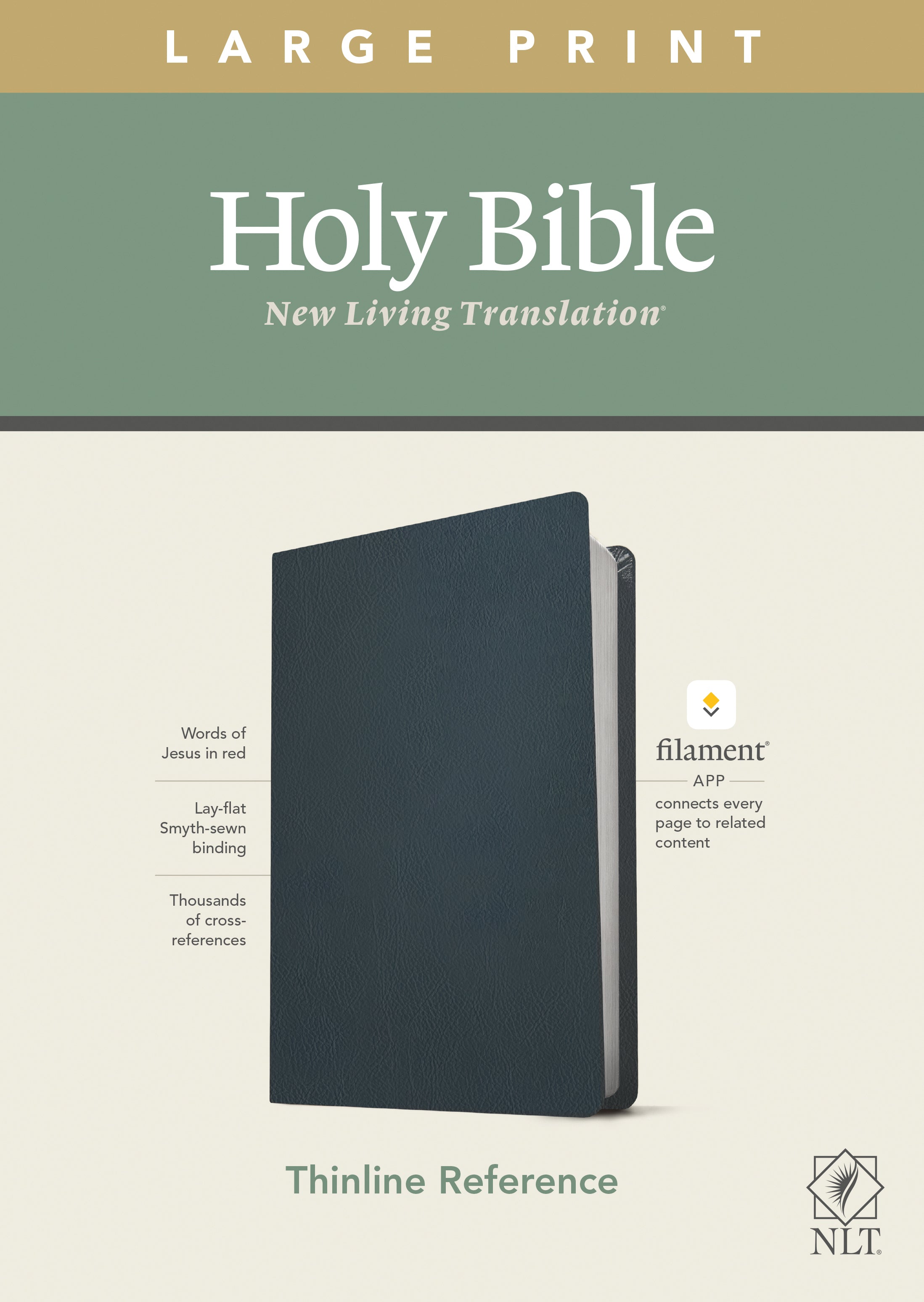 NLT Large Print Thinline Reference Bible Blue Red Letter (Filament Enabled Edition)