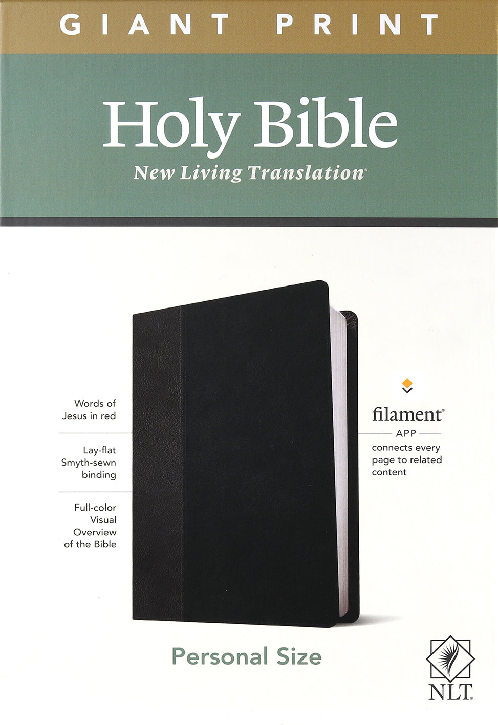 NLT Personal Size Giant Print Bible Filament Enabled Edition Black/Onyx (Red Letter Edition)