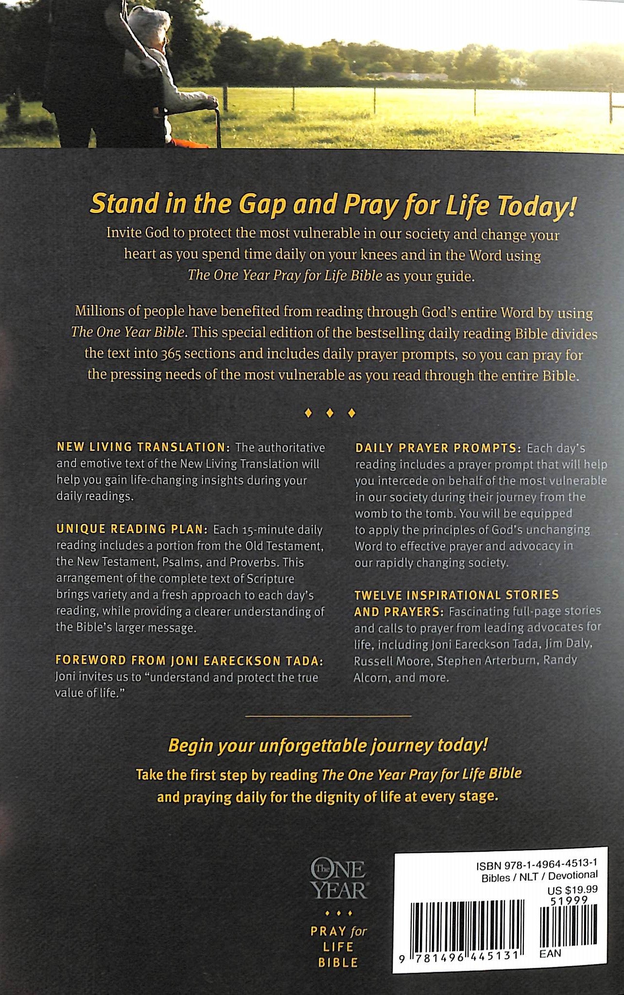 NLT One Year Pray For Life Bible (Black Letter Edition)