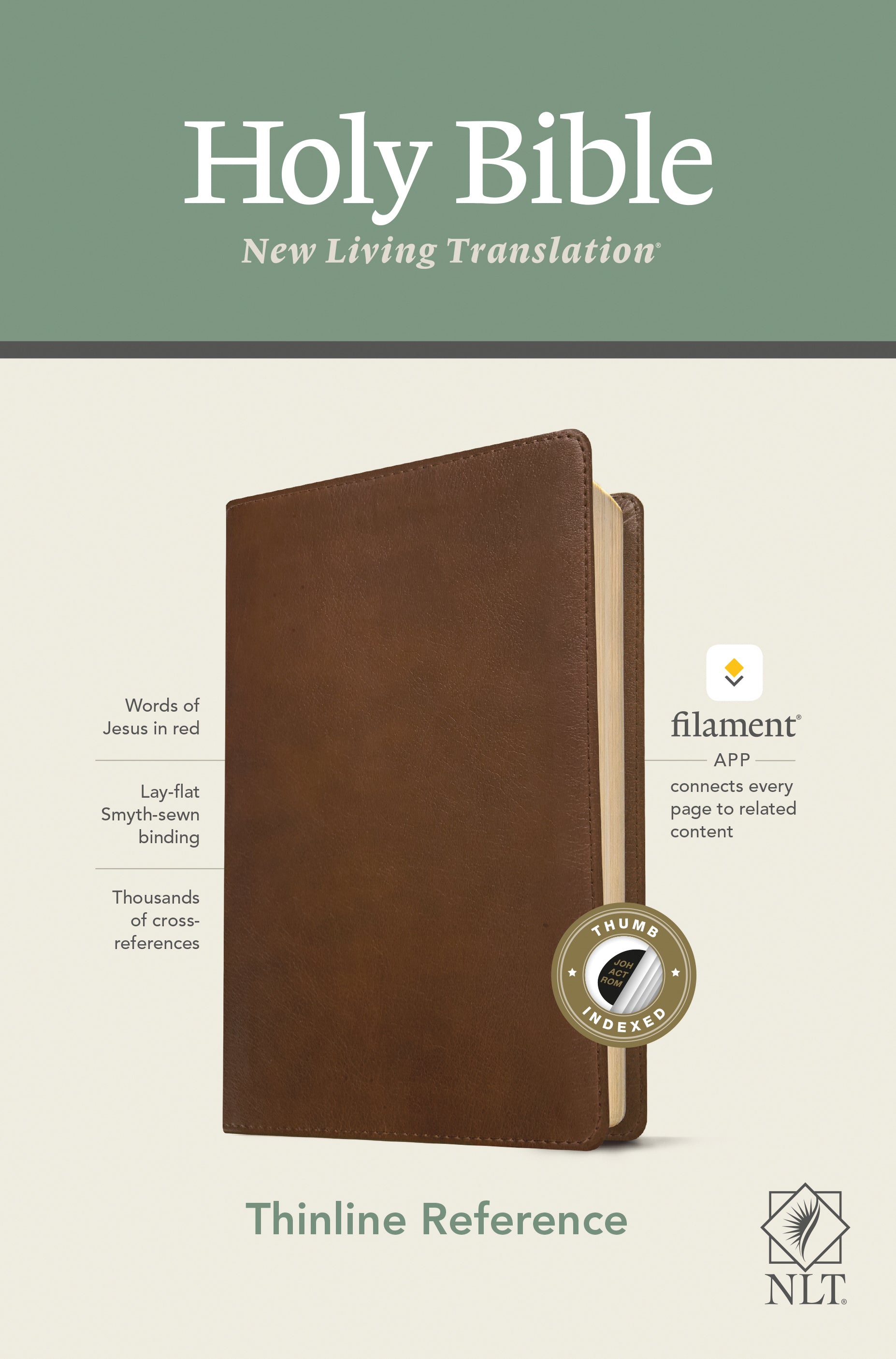 NLT Thinline Reference Bible Rustic Brown Indexed Red Letter (Filament Enable Edition)