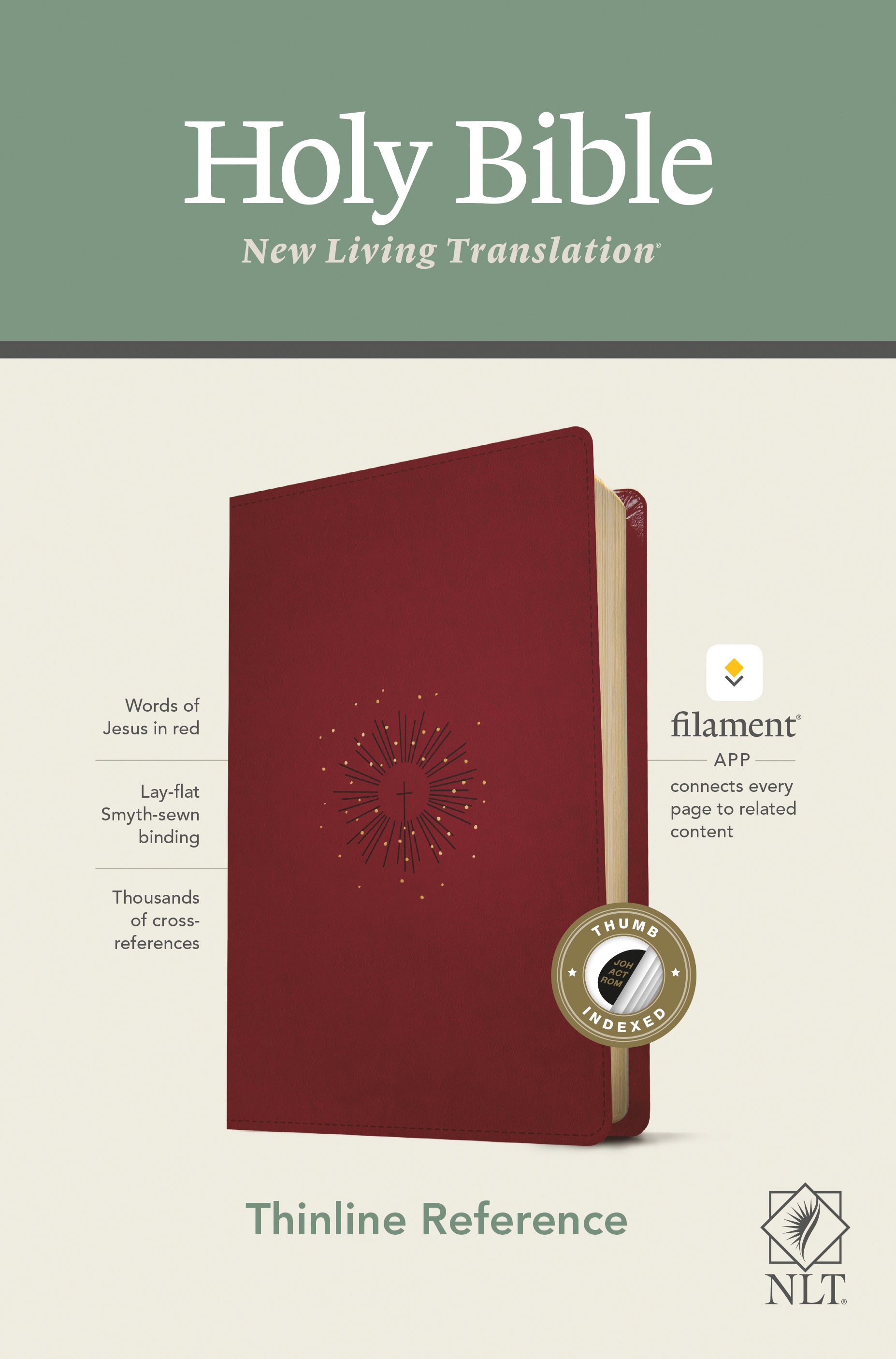 NLT Thinline Reference Bible Berry Indexed Red Letter (Filament Enabled Edition)