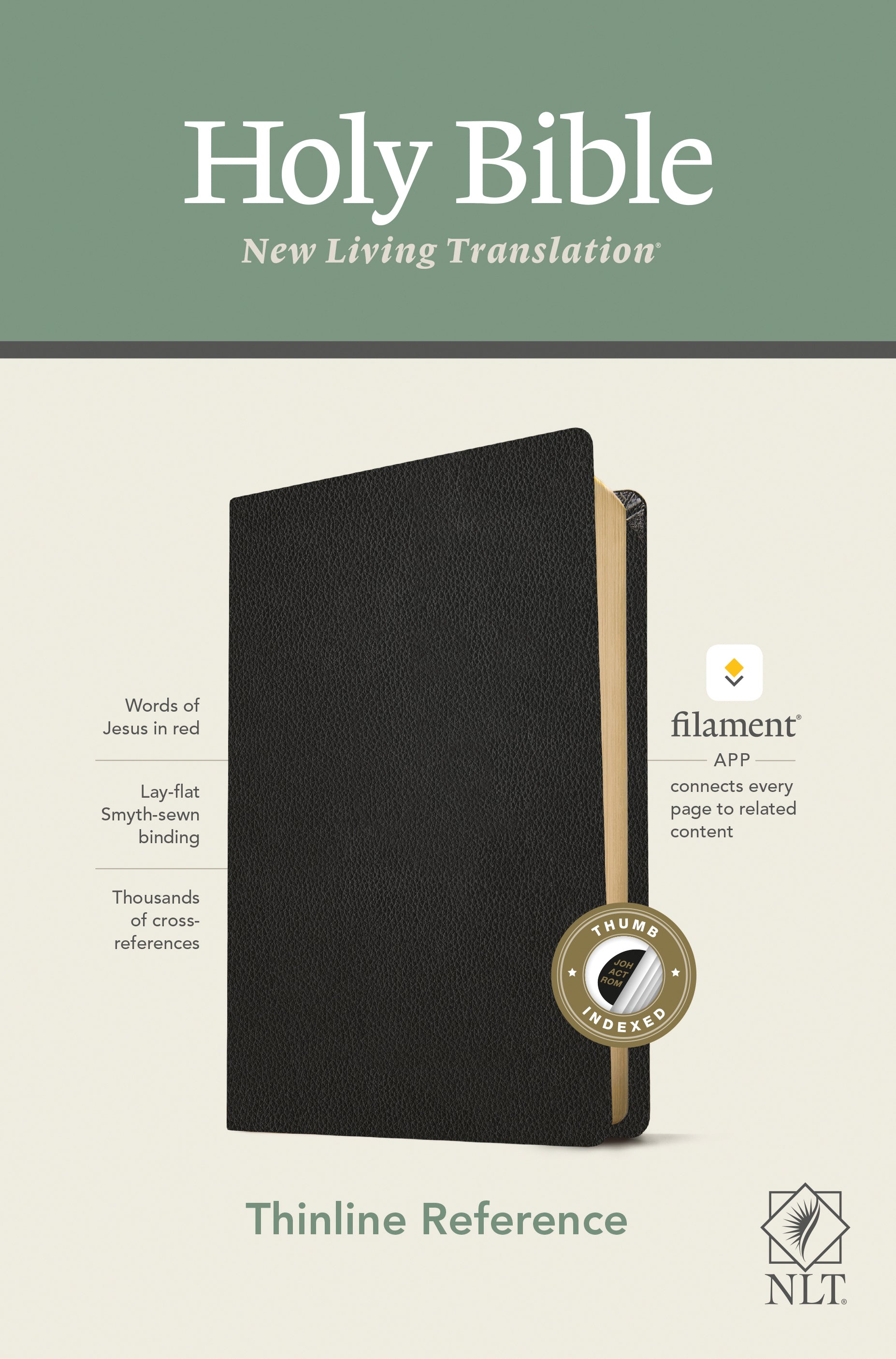 NLT Thinline Reference Bible Black Indexed Red Letter (Filament Enabled Edition)