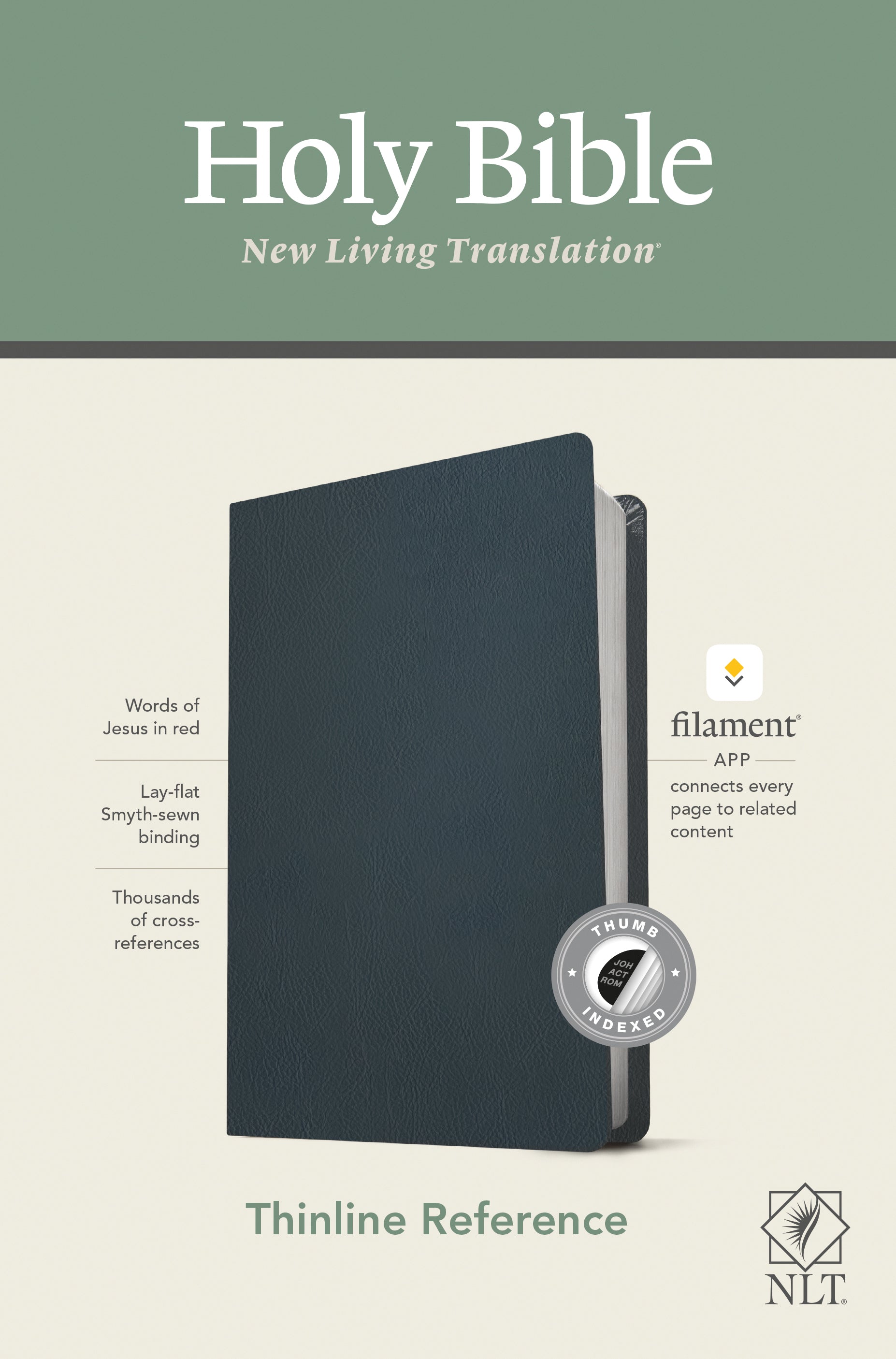 NLT Thinline Reference Bible Blue Indexed Red Letter (Filament Enabled Edition)