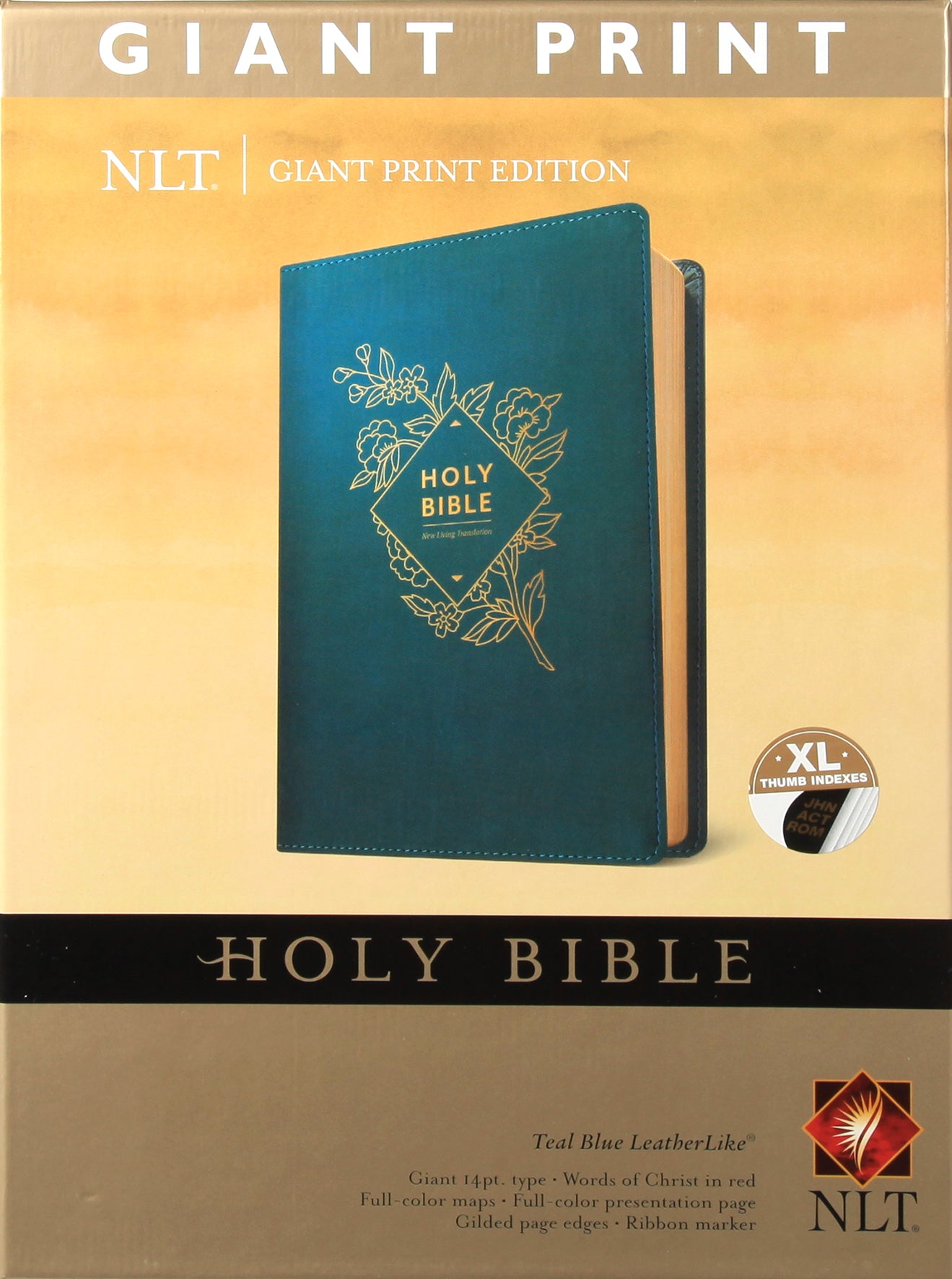 NLT Holy Bible Giant Print Teal Blue Indexed (Red Letter Edition)