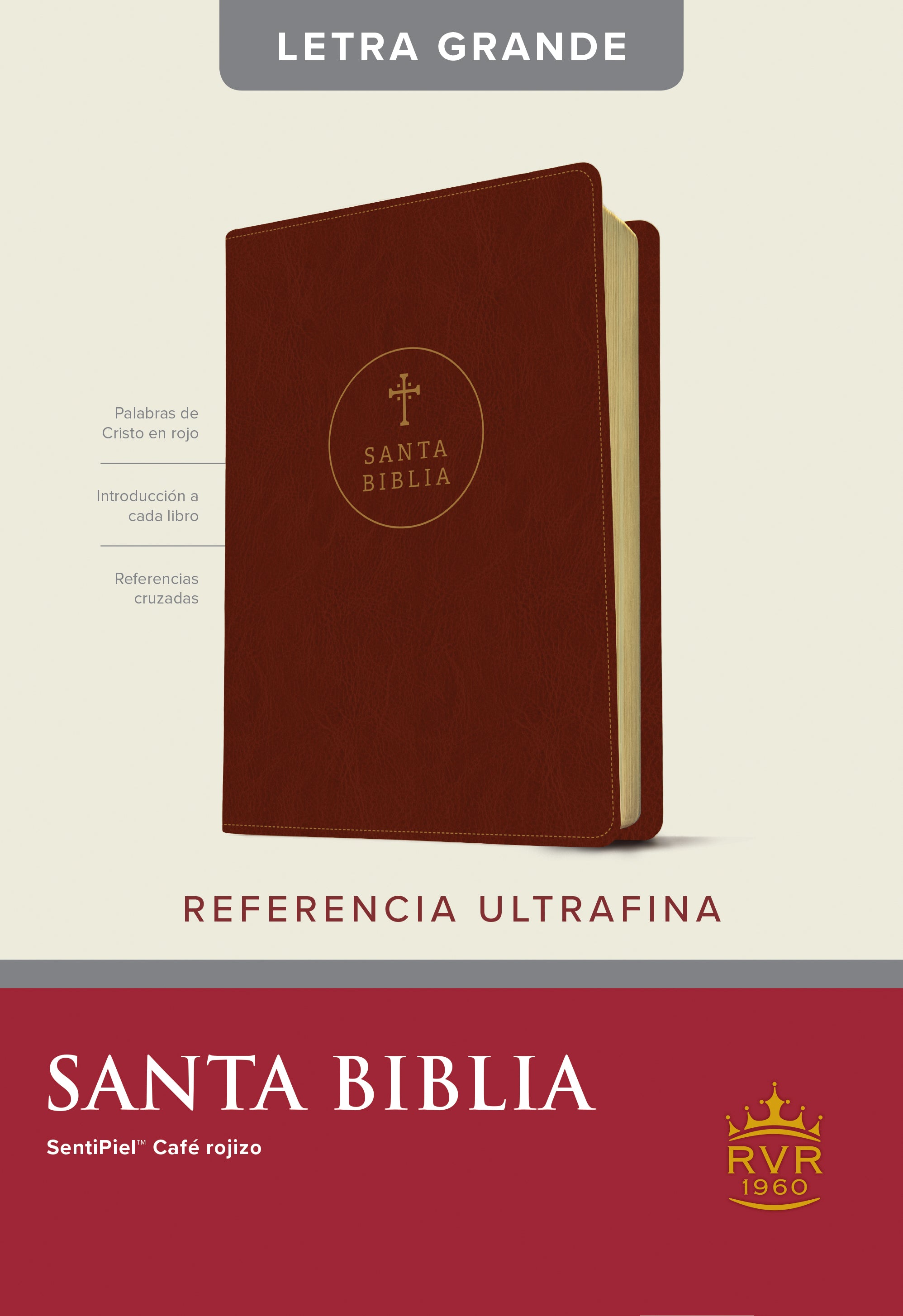 Rvr60 Santa Biblia Edicion De Referencia Ultrafina Letra Grande Cafe Rojizo (Red Letter Edition)