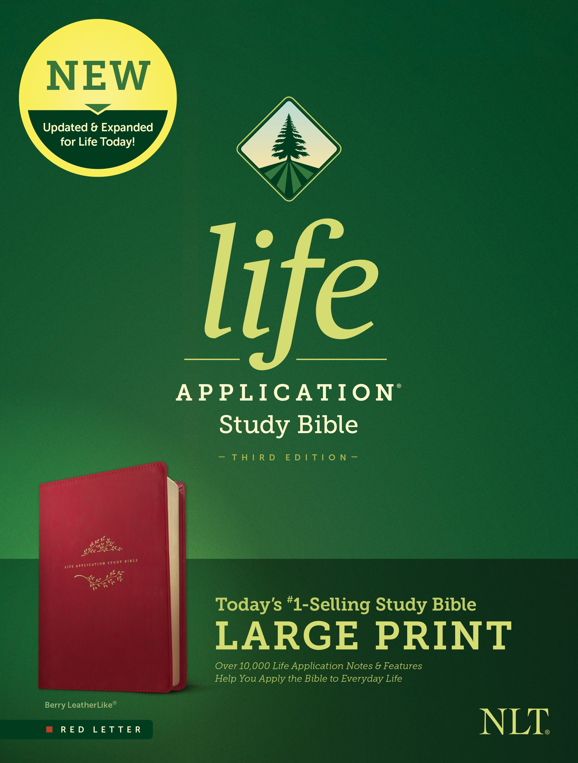 NLT Life Application Study Bible 3rd Edition Large Print Berry (Red Letter Edition)