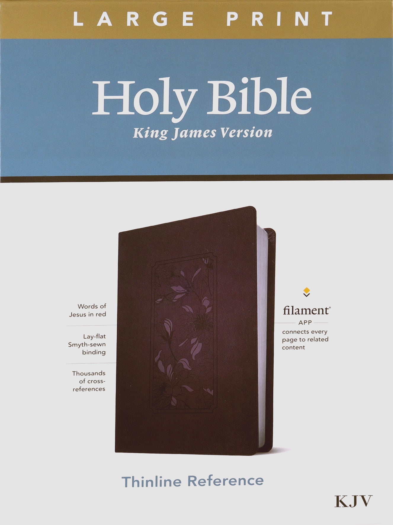 KJV Large Print Thinline Reference Bible Filament Enabled Edition Floral Frame Purple (Red Letter Edition)
