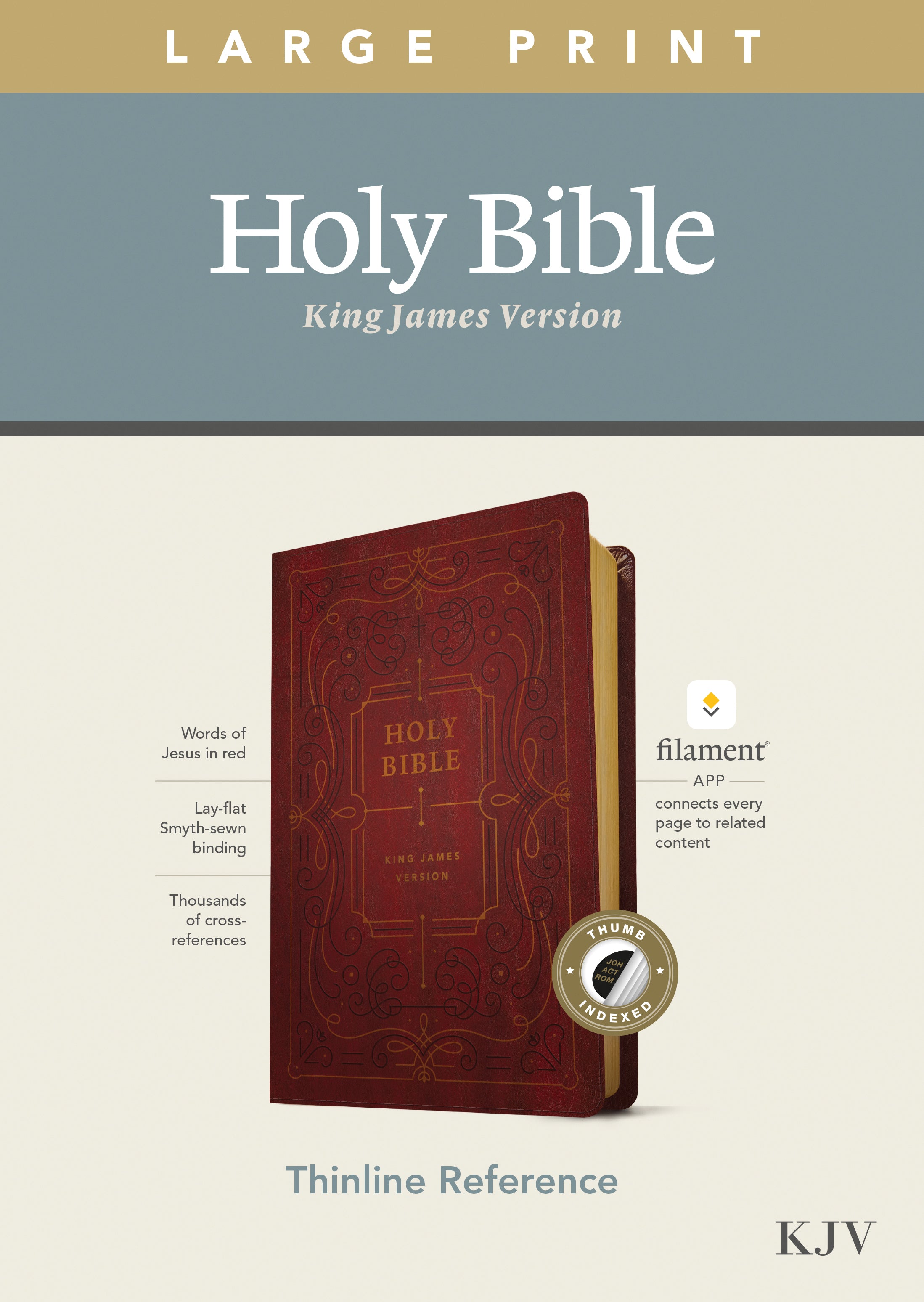 KJV Large Print Thinline Reference Bible Filament Enabled Edition Burgundy Indexed (Red Letter Edition)