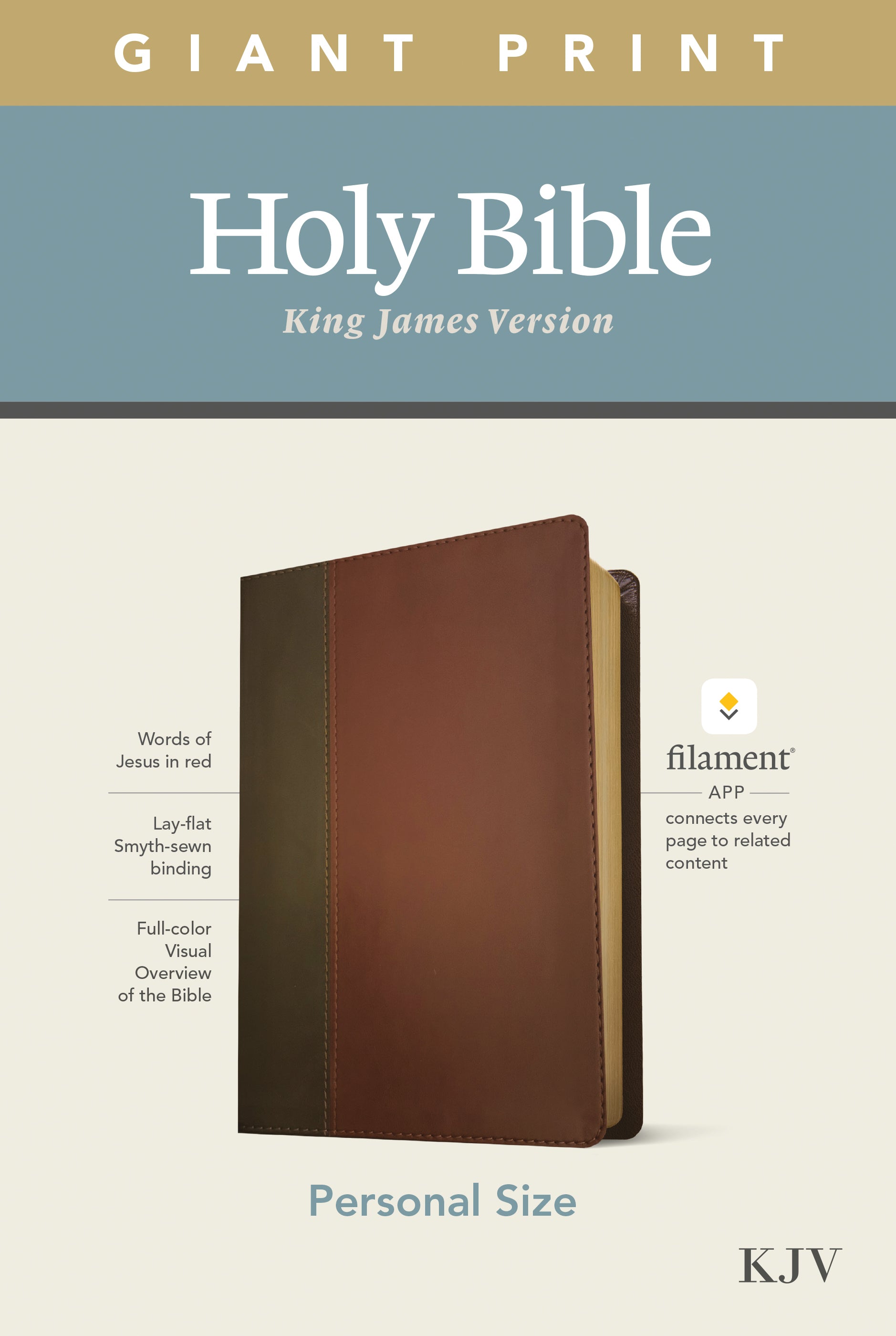 KJV Personal Size Giant Print Bible Filament Enabled Edition Brown/Mahogany (Red Letter Edition)
