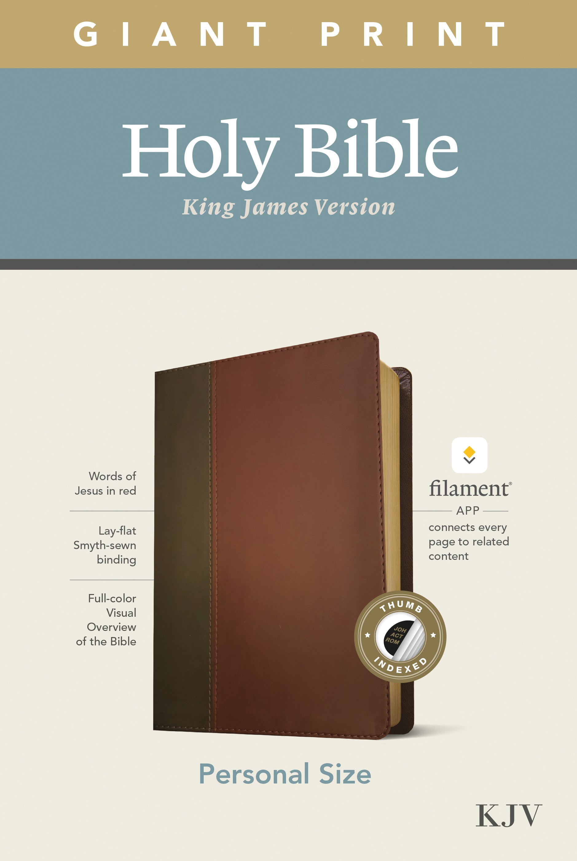 KJV Personal Size Giant Print Bible Filament Enabled Edition Indexed Brown/Mahogany (Red Letter Edition)