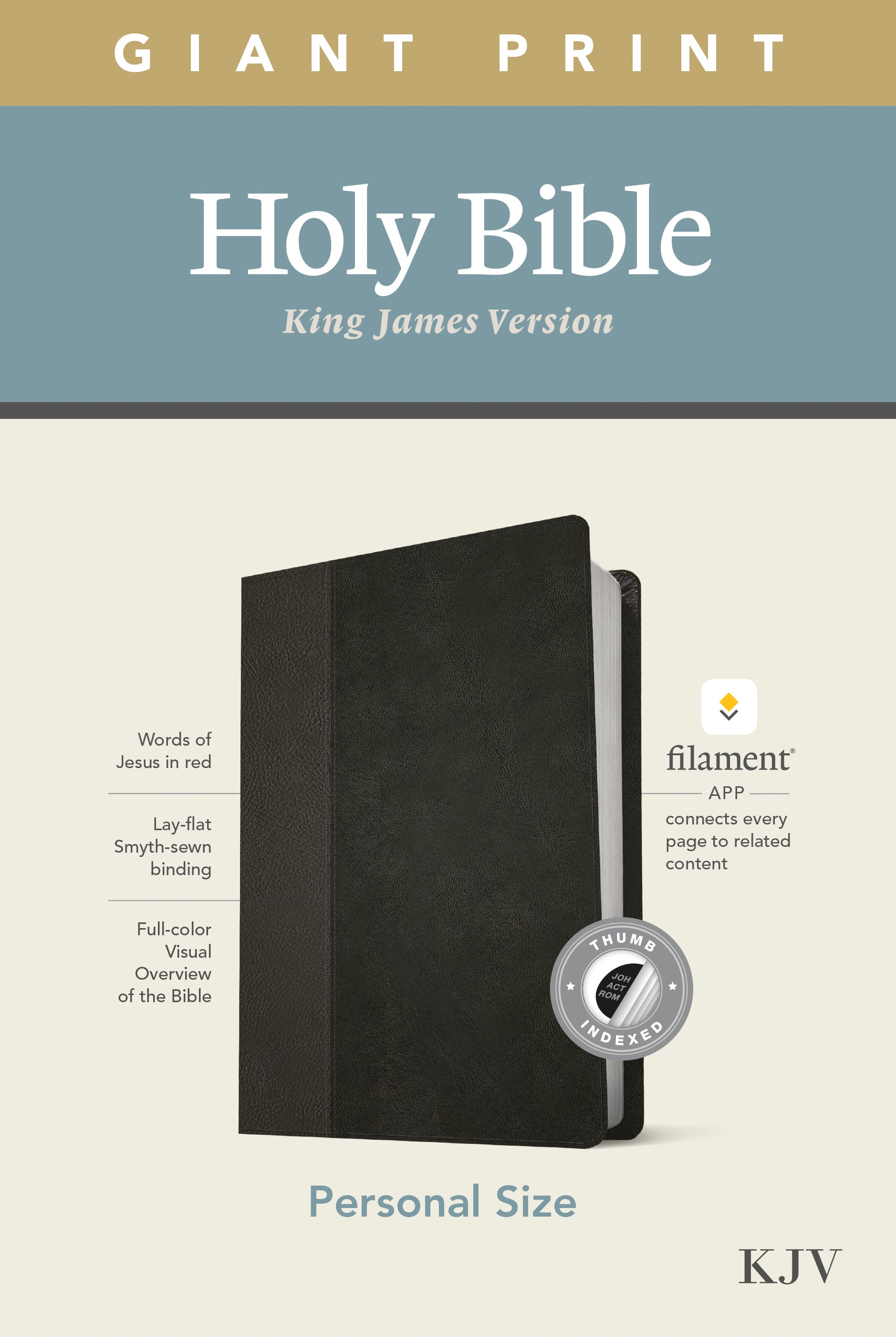 KJV Personal Size Giant Print Bible Filament Enabled Edition Indexed Black/Onyx (Red Letter Edition)
