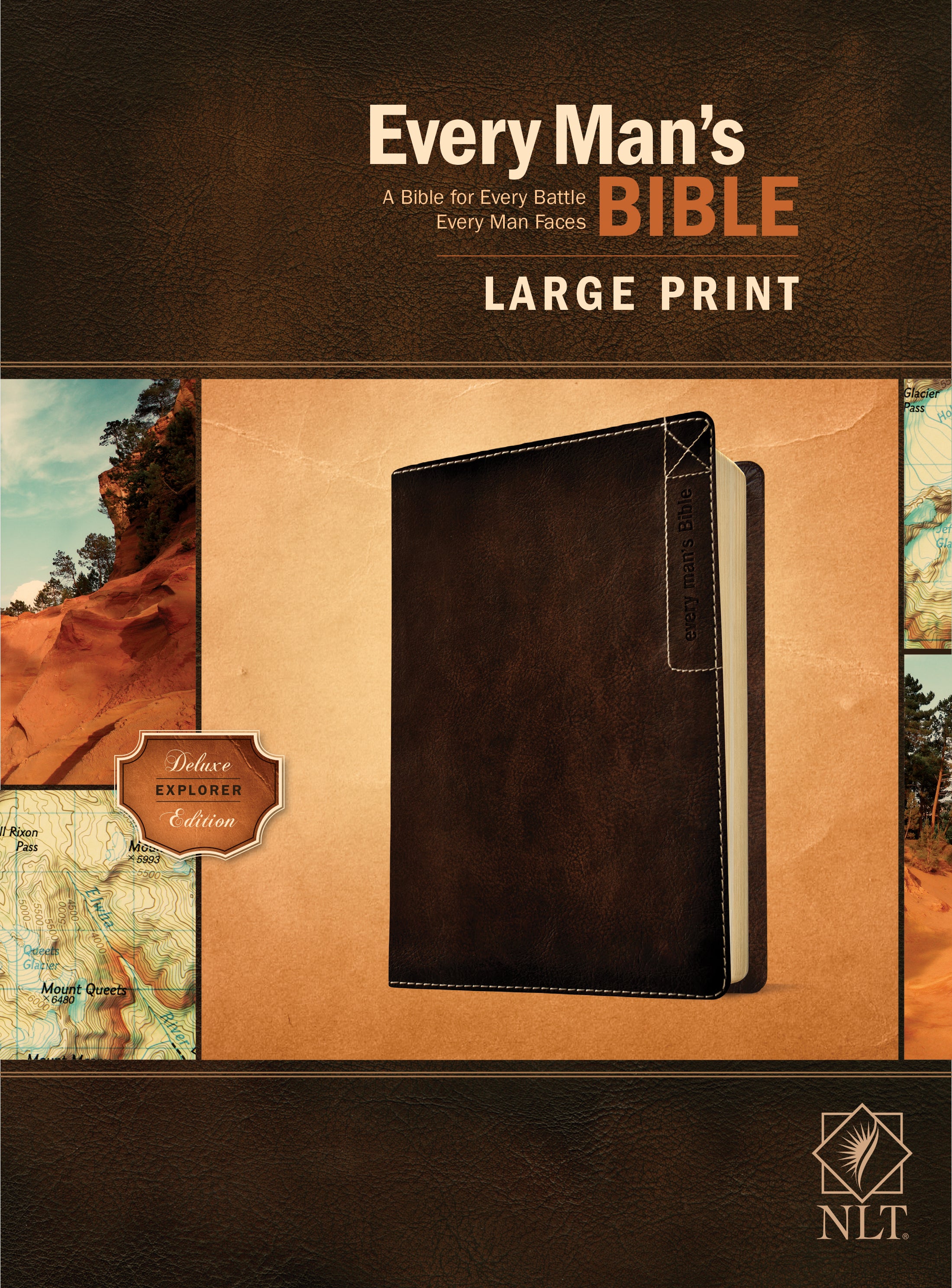 NLT Every Man's Bible Large Print Deluxe Explorer Edition Rustic Brown