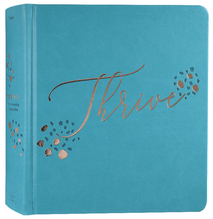 NLT Thrive Creative Journaling Devotional Bible Teal Blue With Rose Gold (Black Letter Edition)