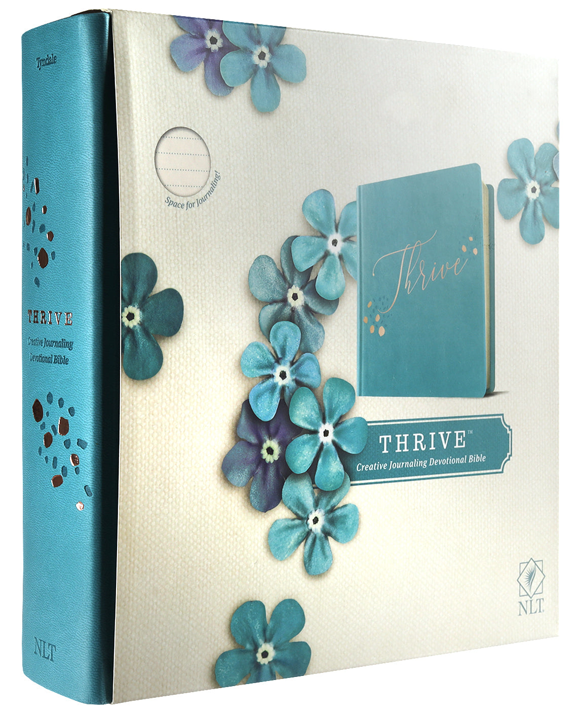 NLT Thrive Creative Journaling Devotional Bible Teal Blue With Rose Gold (Black Letter Edition)