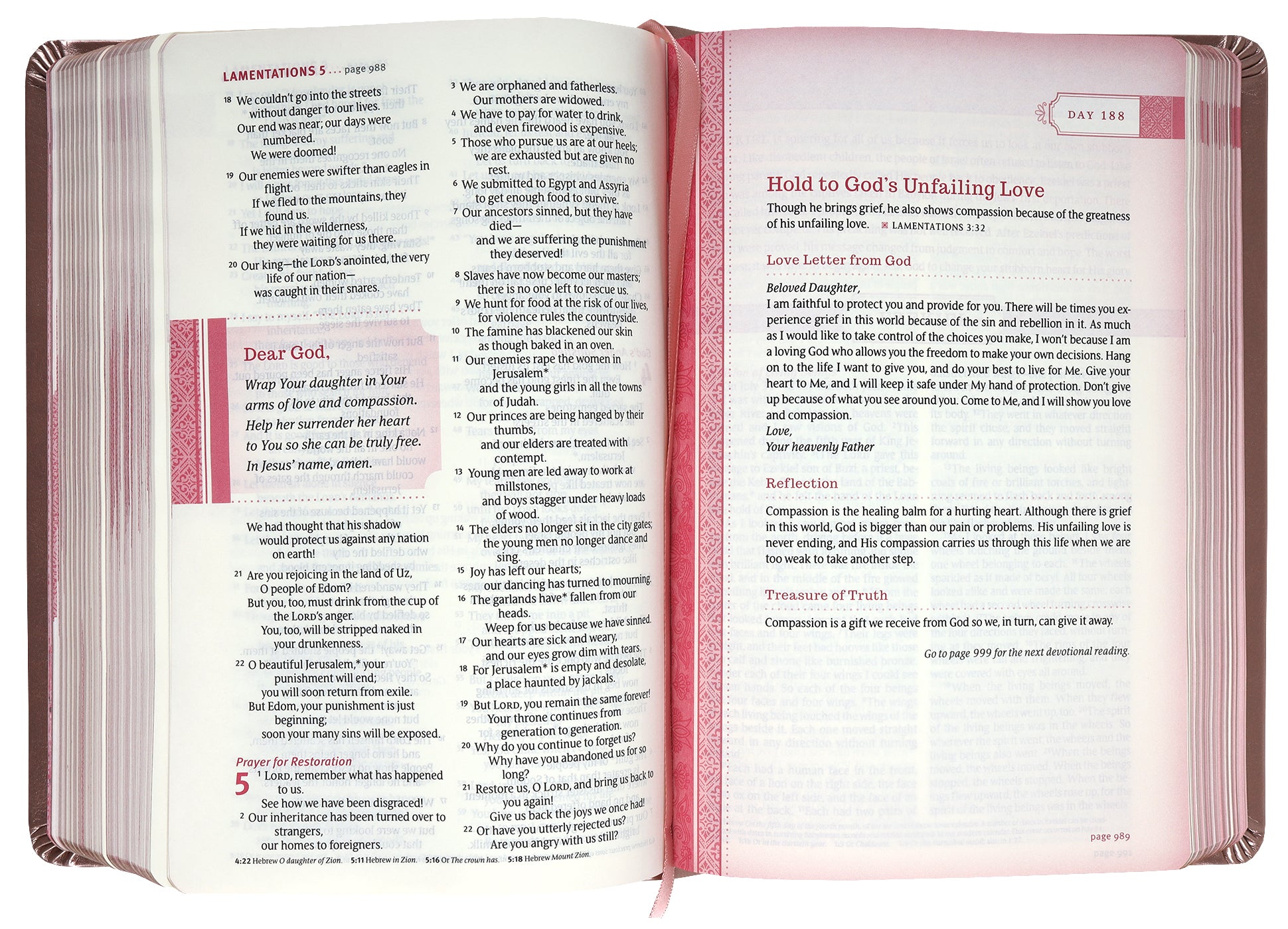 NLT Thrive Devotional Bible For Women Rose Metallic