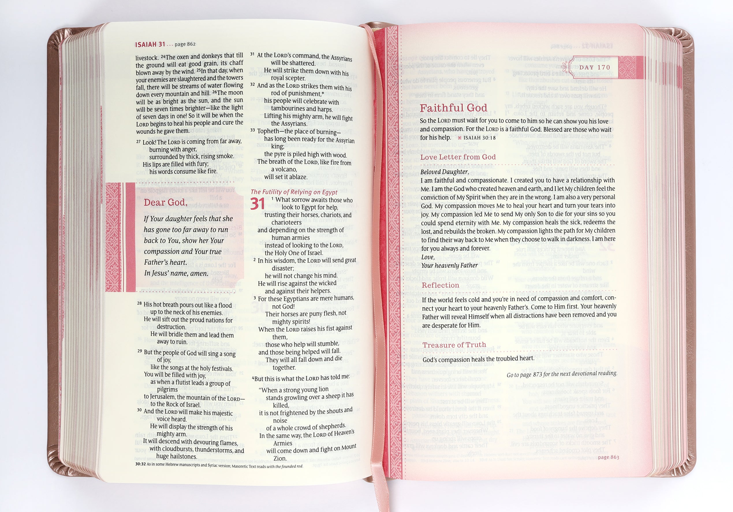 NLT Thrive Devotional Bible For Women Rose Metallic