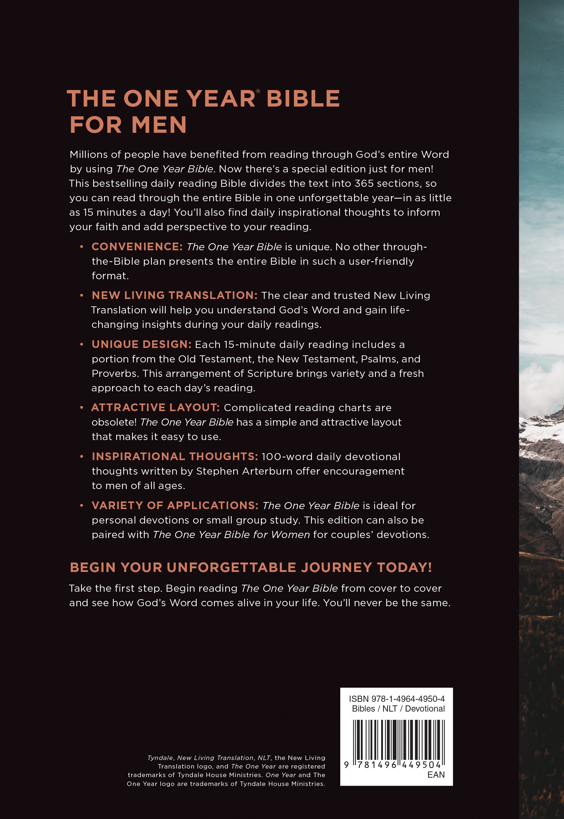 NLT the One Year Bible For Men