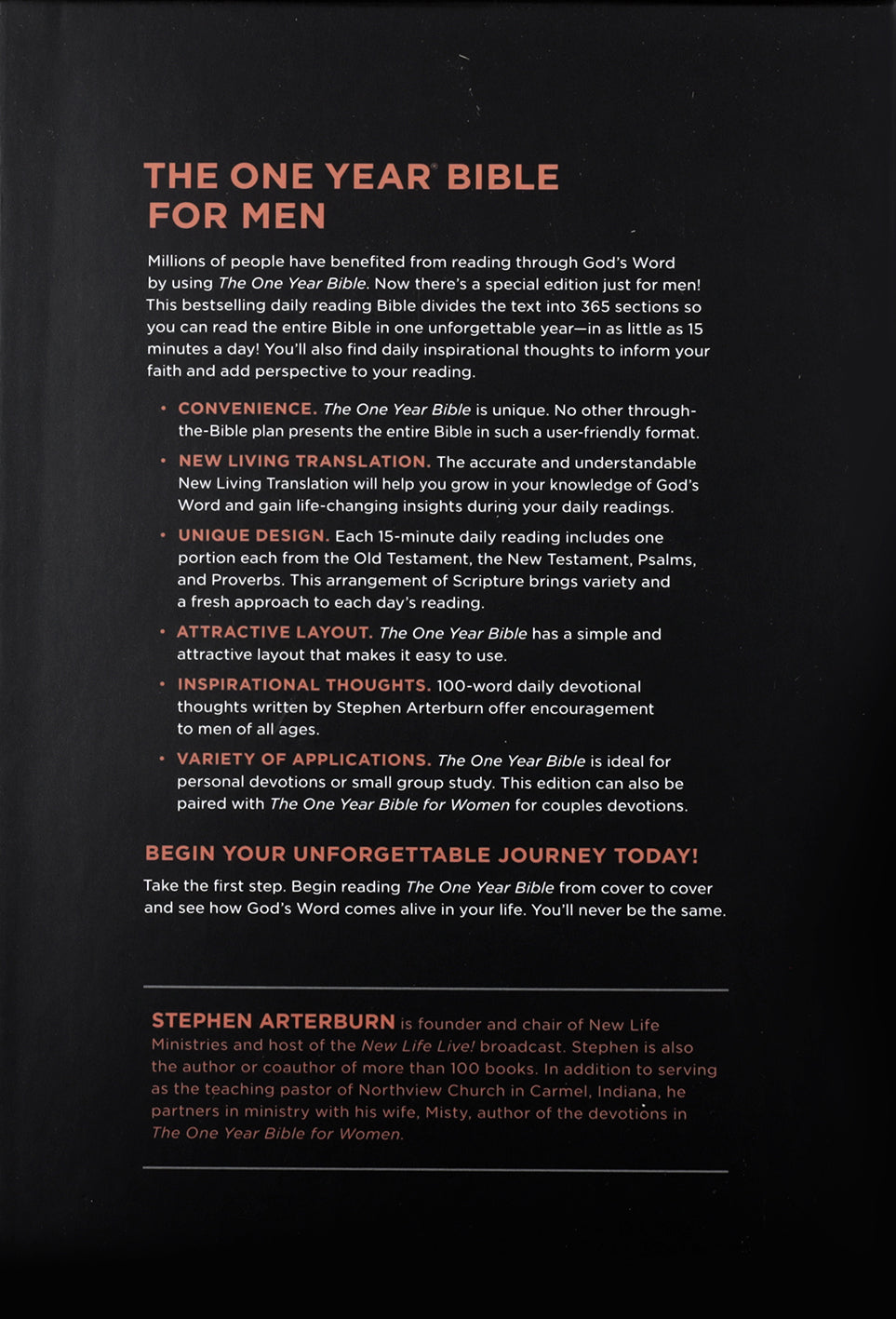 NLT The One Year Bible for Men, Rustic Brown Mountain