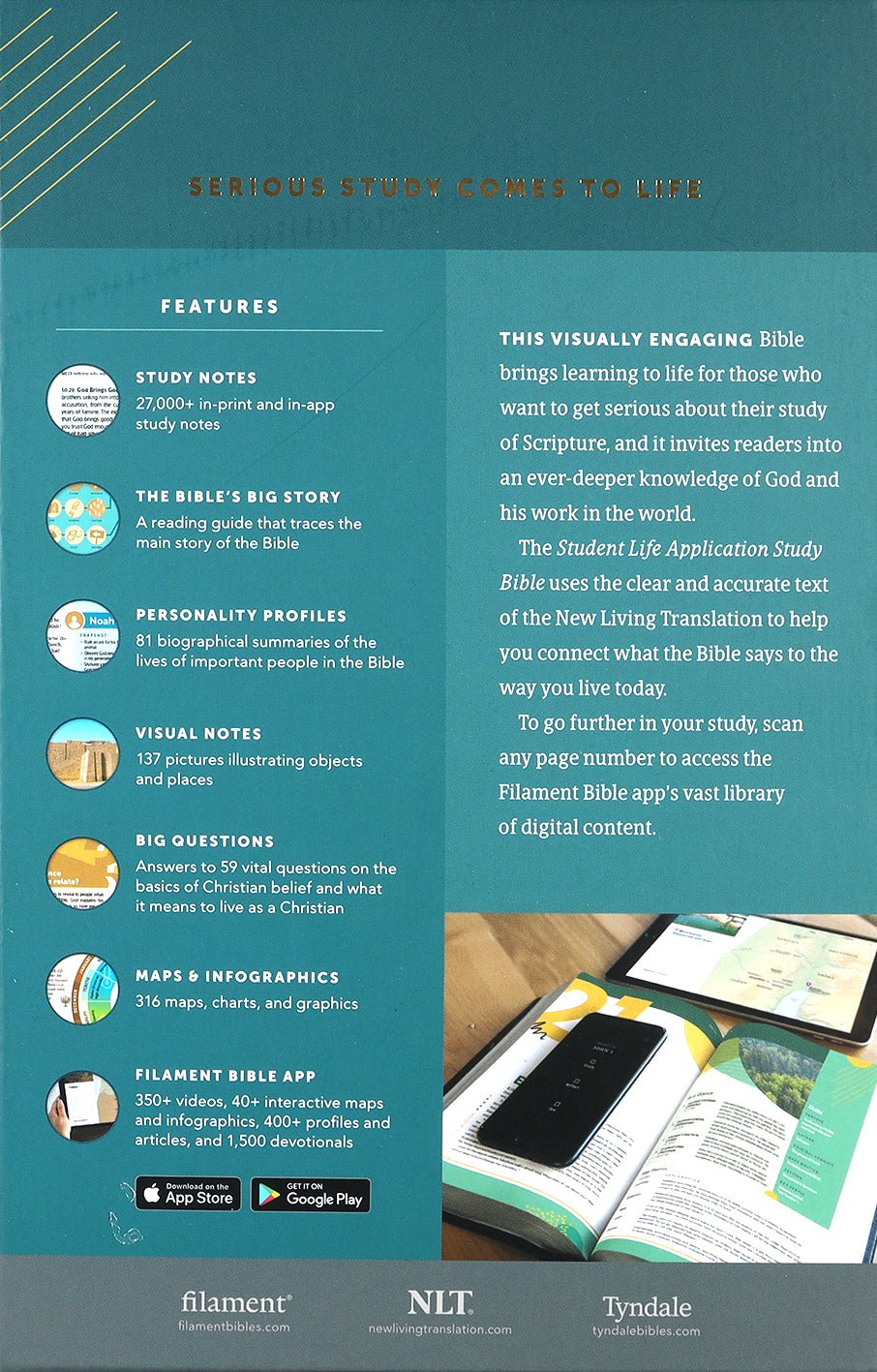 NLT Student Life Application Study Bible Filament Enabled Edition Teal Blue Striped (Red Letter Edition)