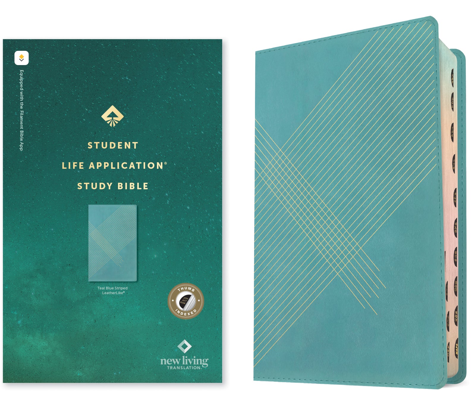 NLT Student Life Application Study Bible Filament Enabled Edition Teal Blue Striped Indexed (Red Letter Edition)