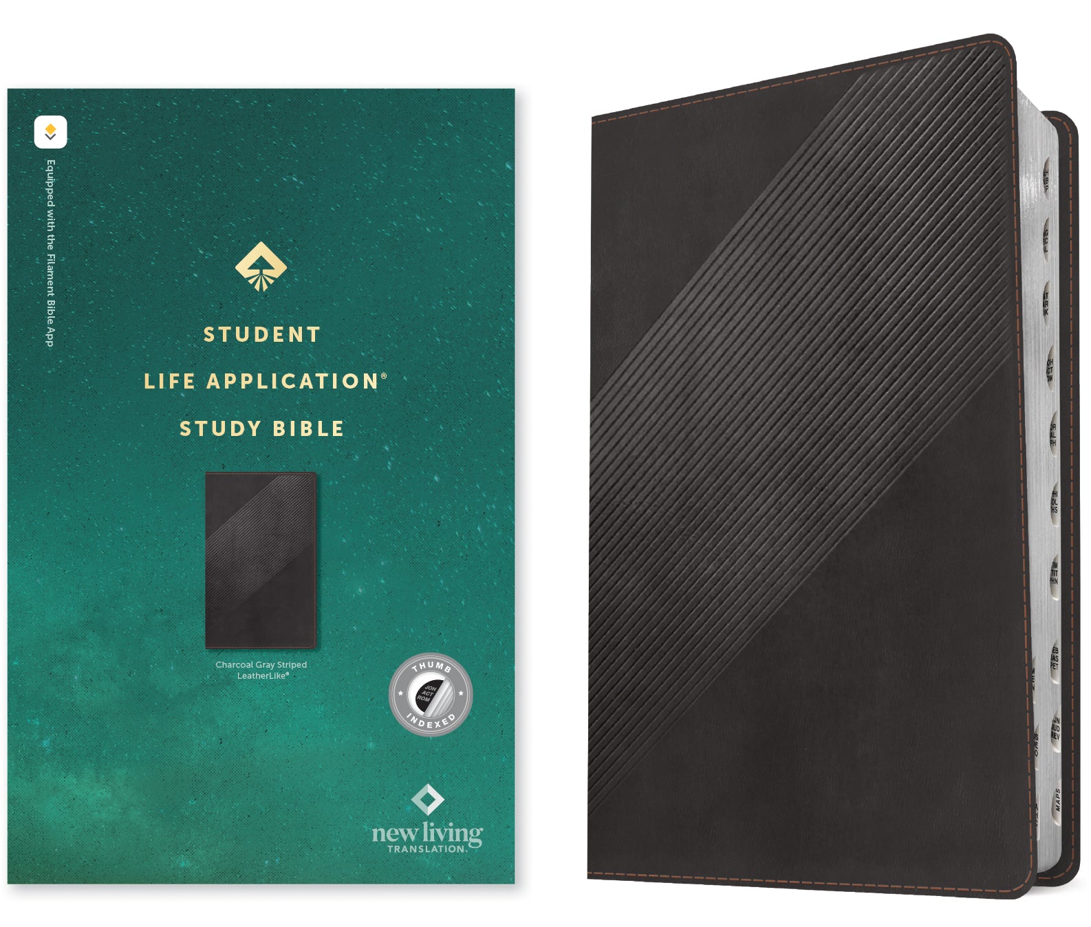 NLT Student Life Application Study Bible Filament Enabled Edition Charcoal Gray Striped Indexed (Red Letter Edition)