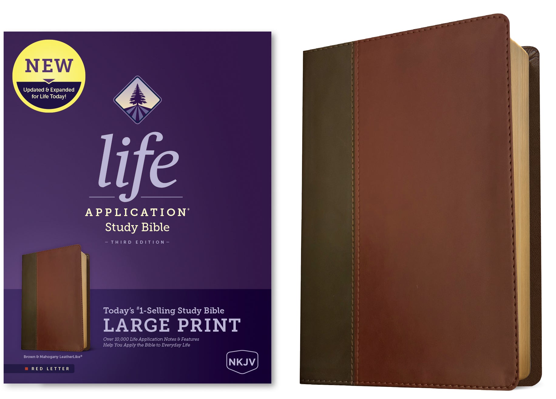 NKJV Life Application Study Bible 3rd Edition Large Print Brown/Mahogany (Red Letter Edition)