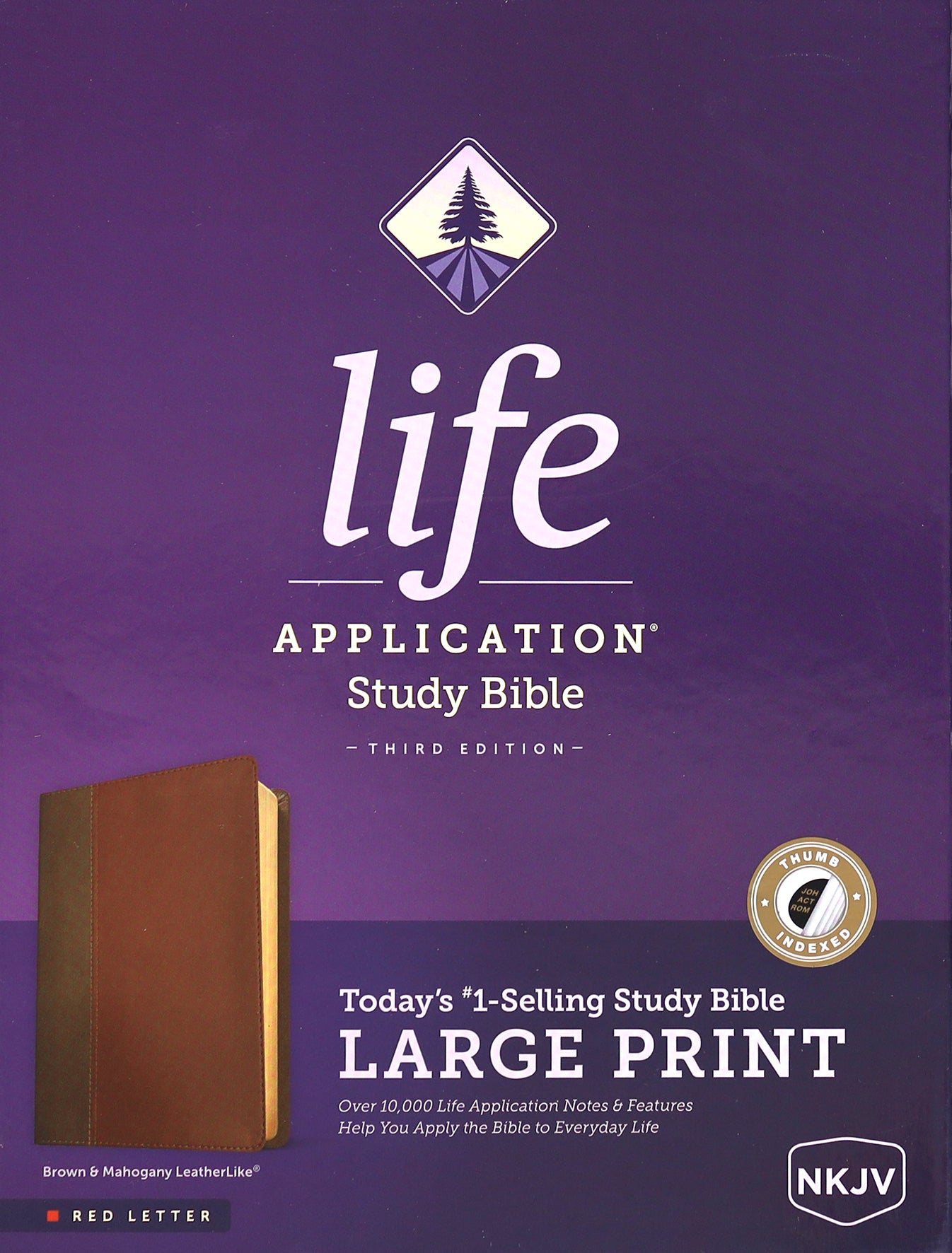 NKJV Life Application Study Bible 3rd Edition Large Print Brown/Mahogany Indexed (Red Letter Edition)