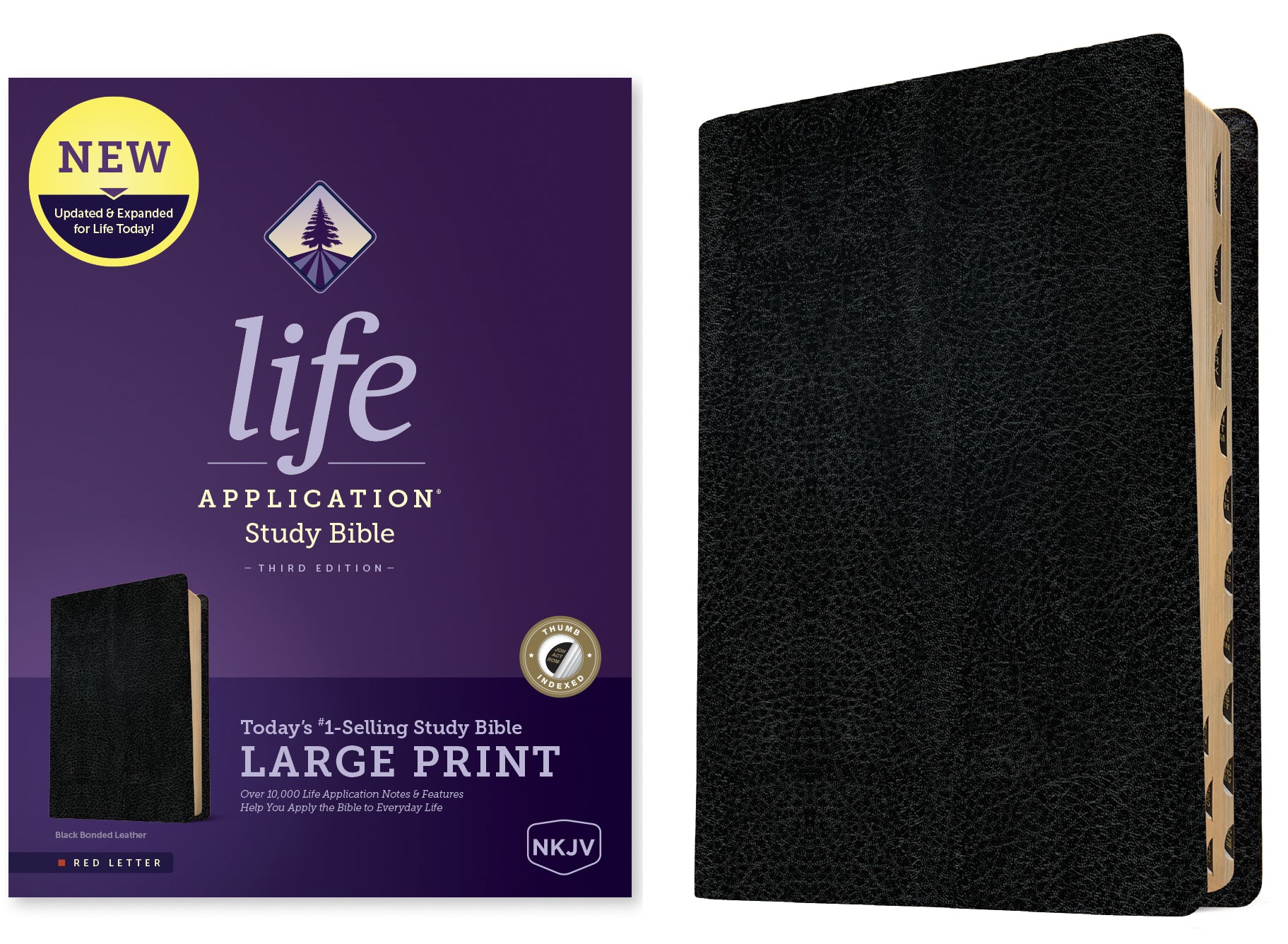NKJV Life Application Study Bible 3rd Edition Large Print Black Indexed (Red Letter Edition)