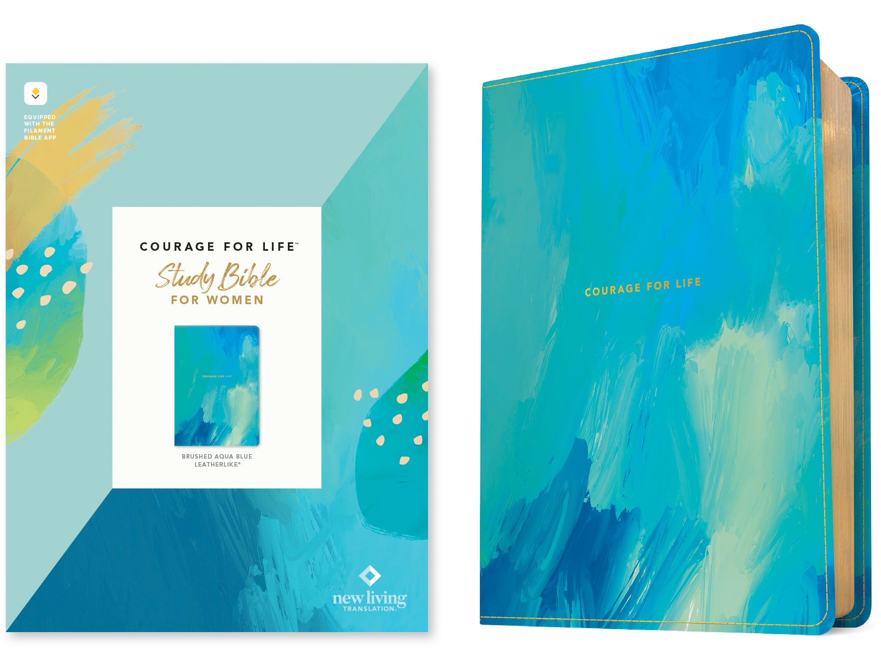 NLT Courage For Life Study Bible For Women Filament-Enabled Edition Brushed Aqua Blue